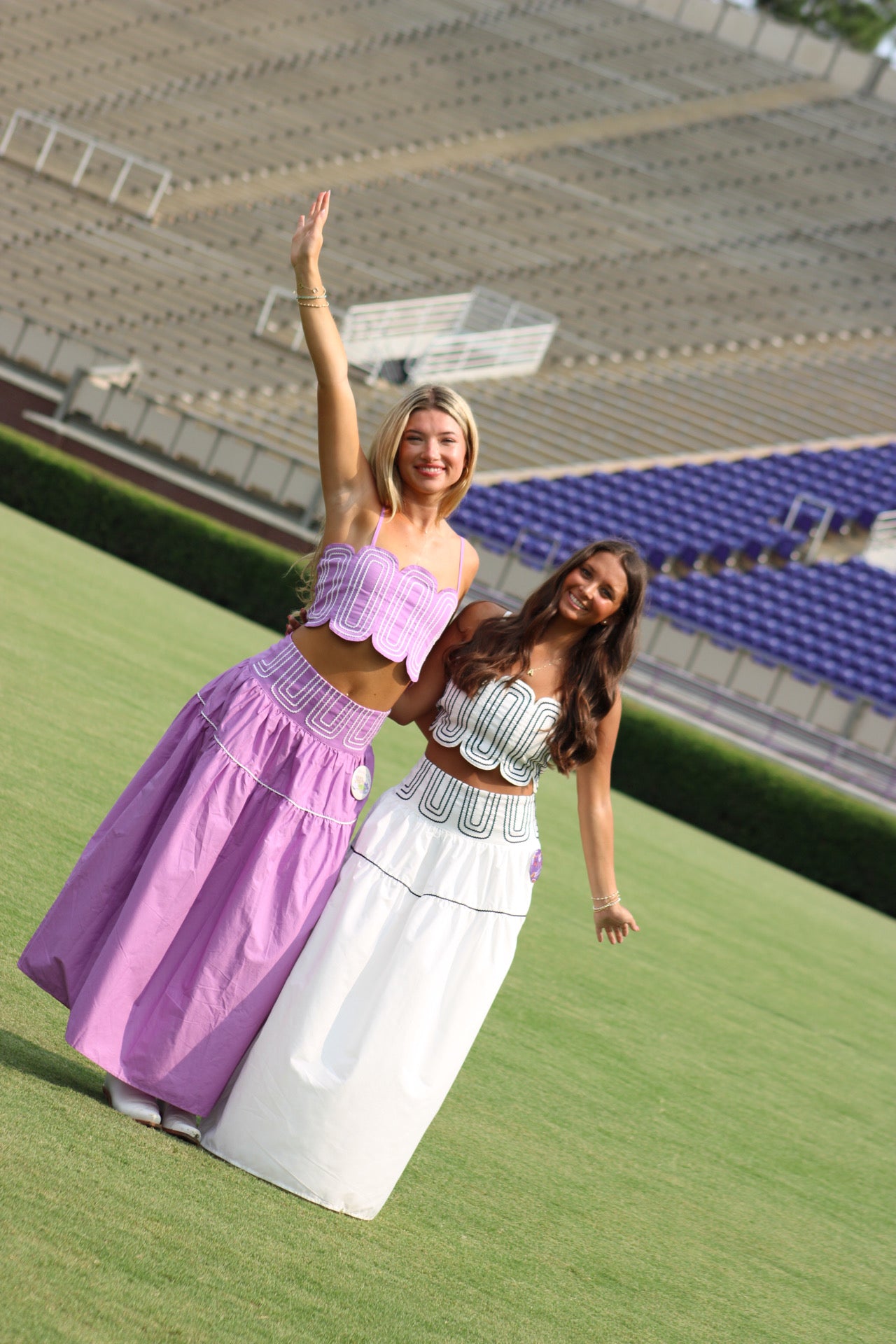 Southern Grace Embroidered Top & Midi Skirt Set - Lilac/Purple