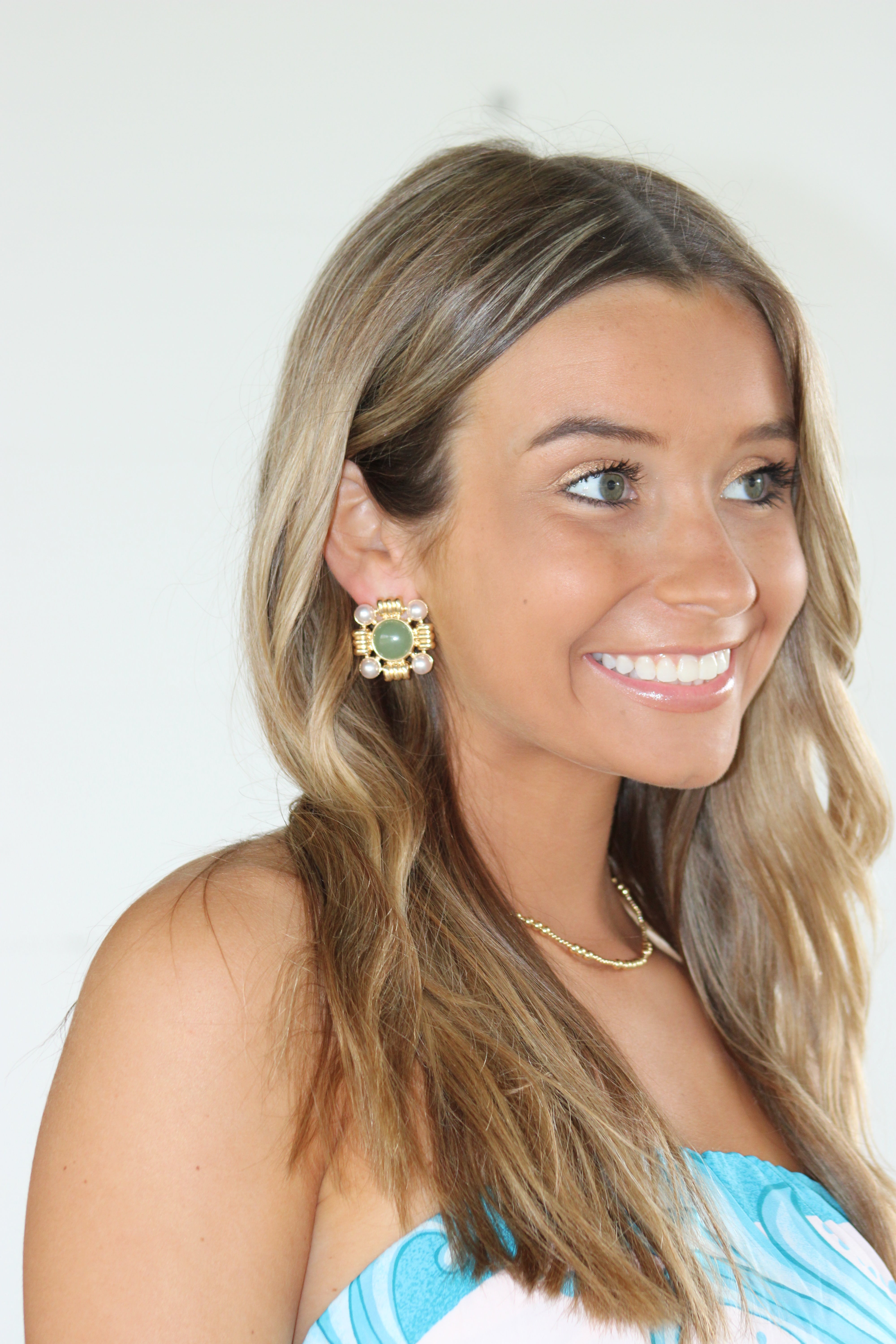 Hana Studs - Green & Gold