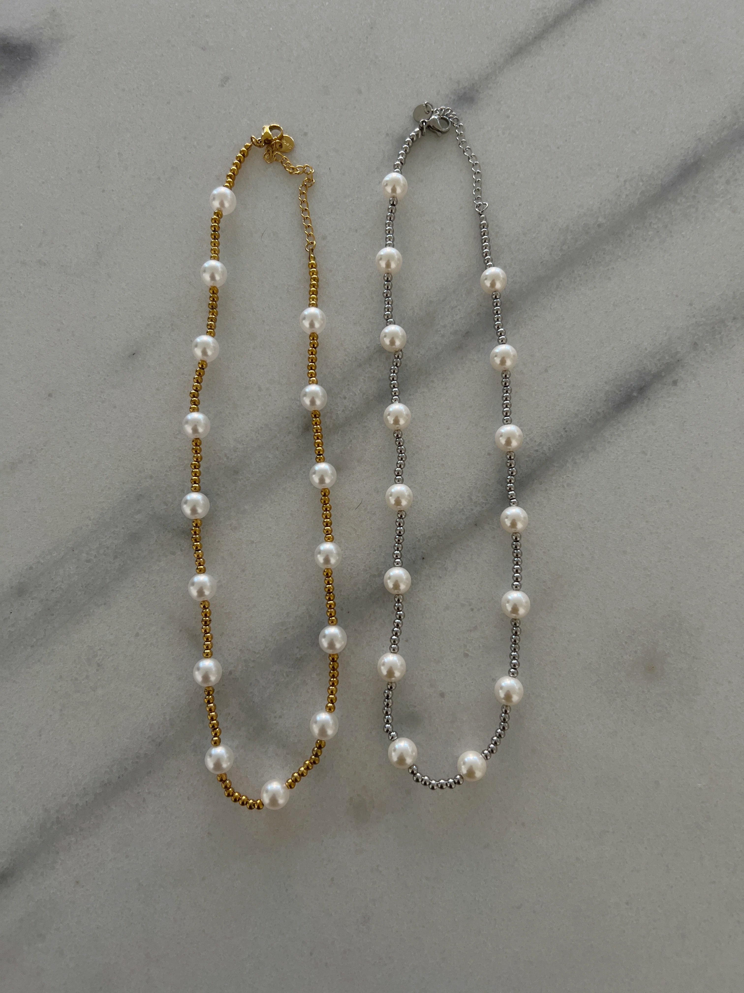 Pearl Beaded Necklace - Water Resistant - Tarnish Free