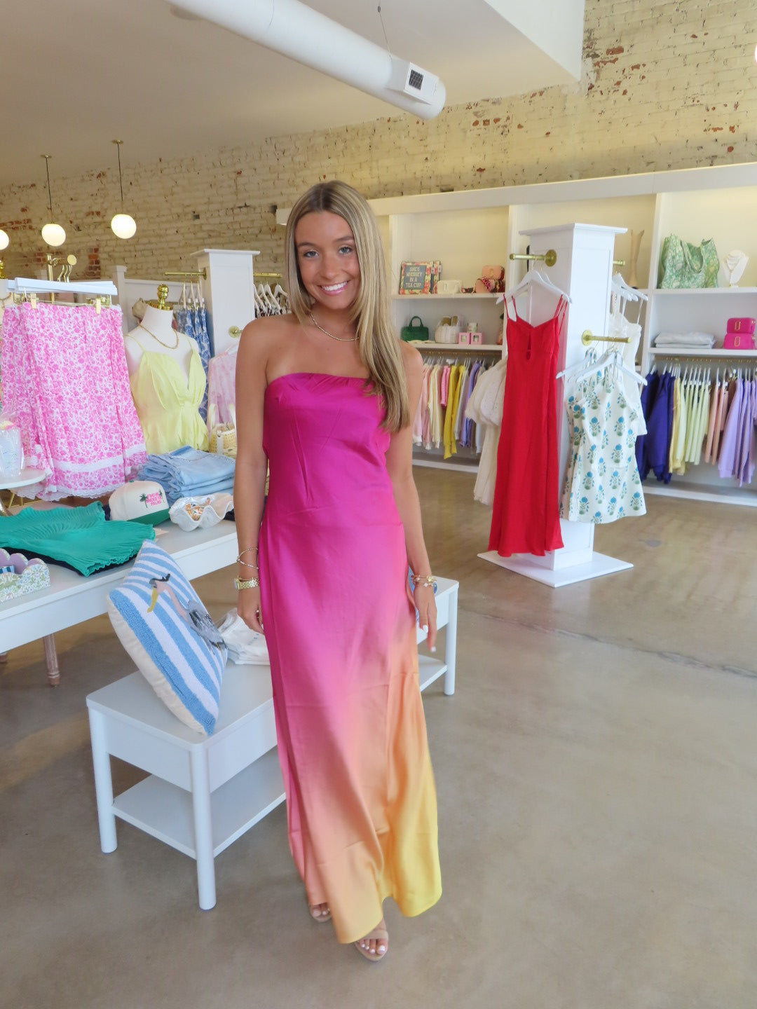 Tequila Sunrise Midi Dress - Pink Ombre