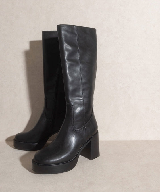 Juniper Knee High Platform Boots - Black