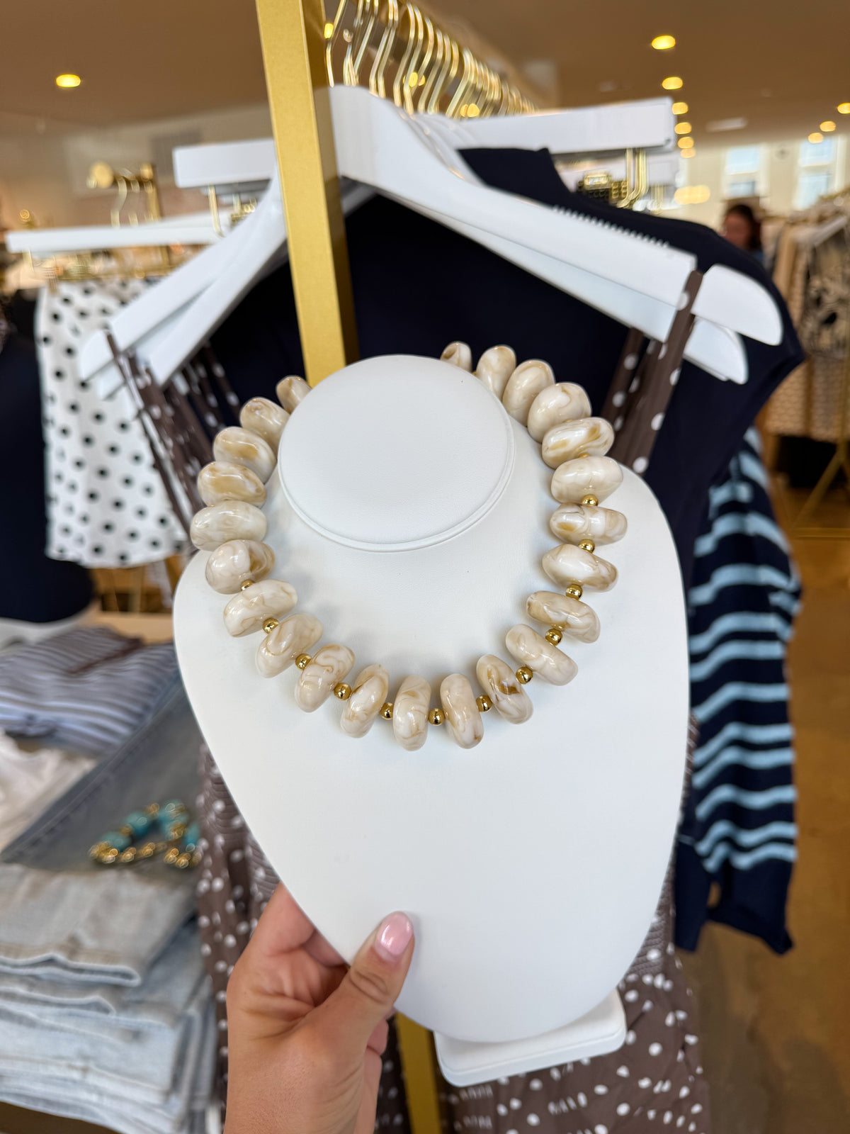 Beige Candy Statement Necklace