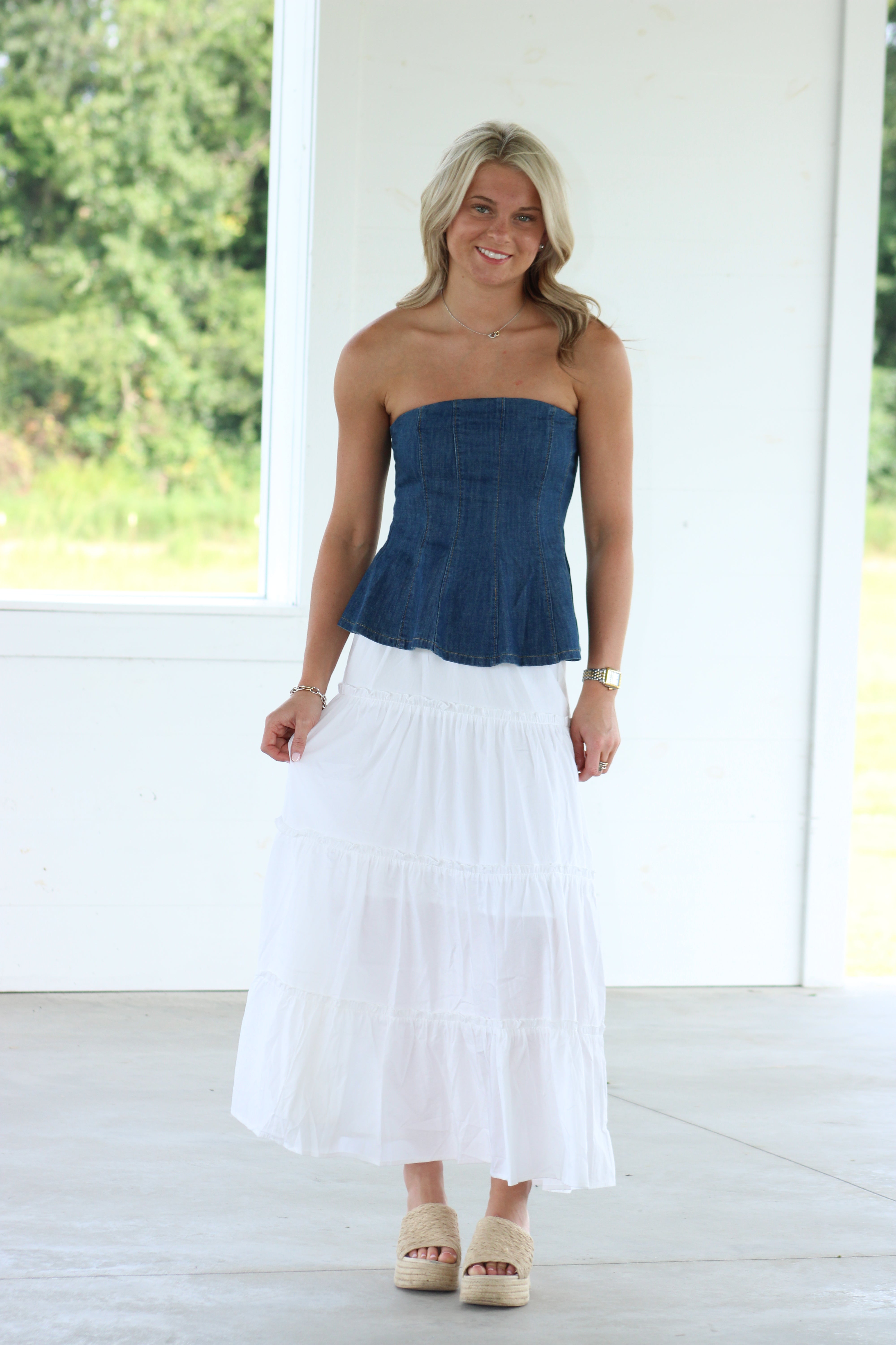 Lydia Midi Skirt - White
