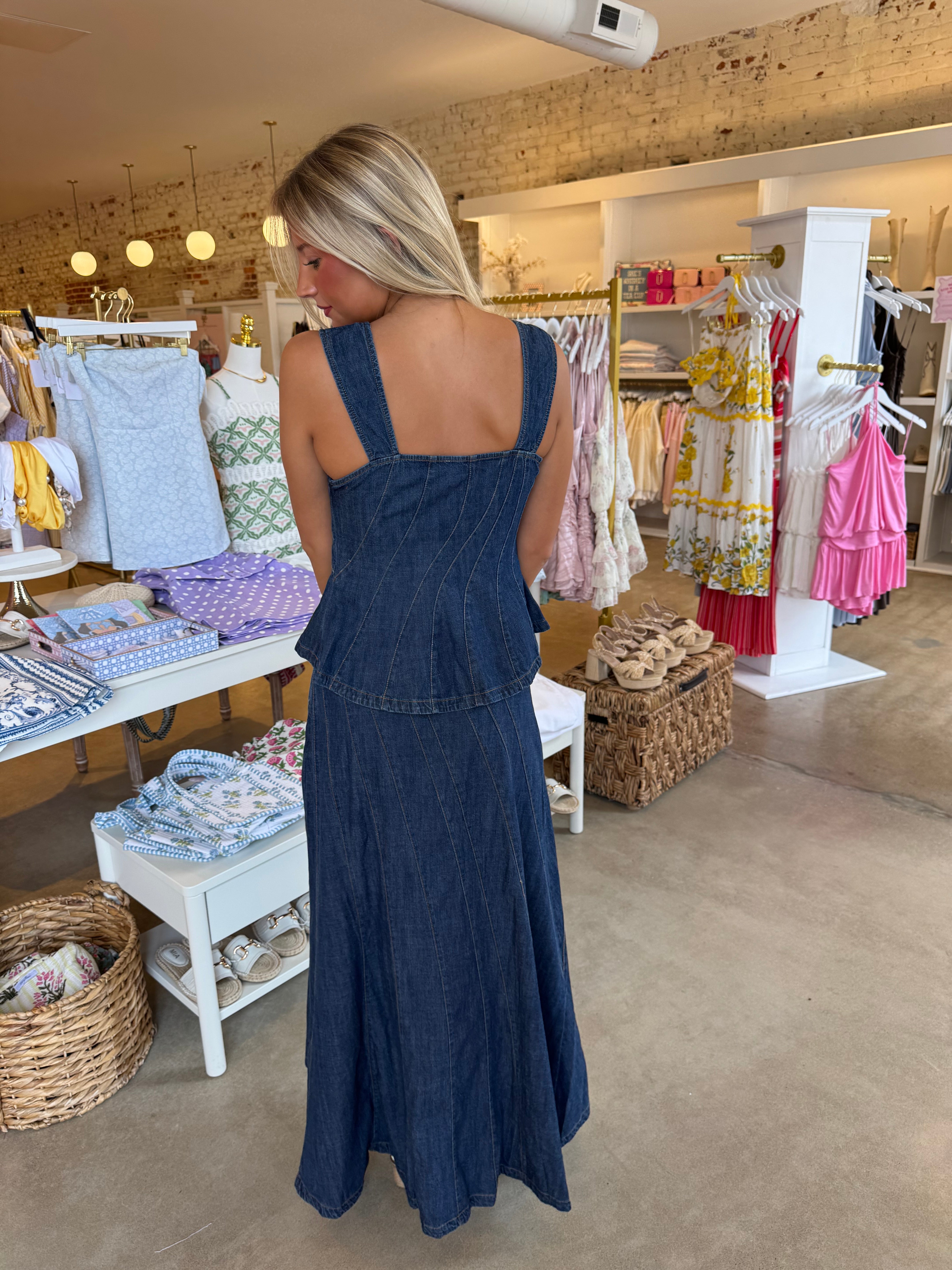 Sweet Magnolia Unique Stitch Denim Set - Dark Denim