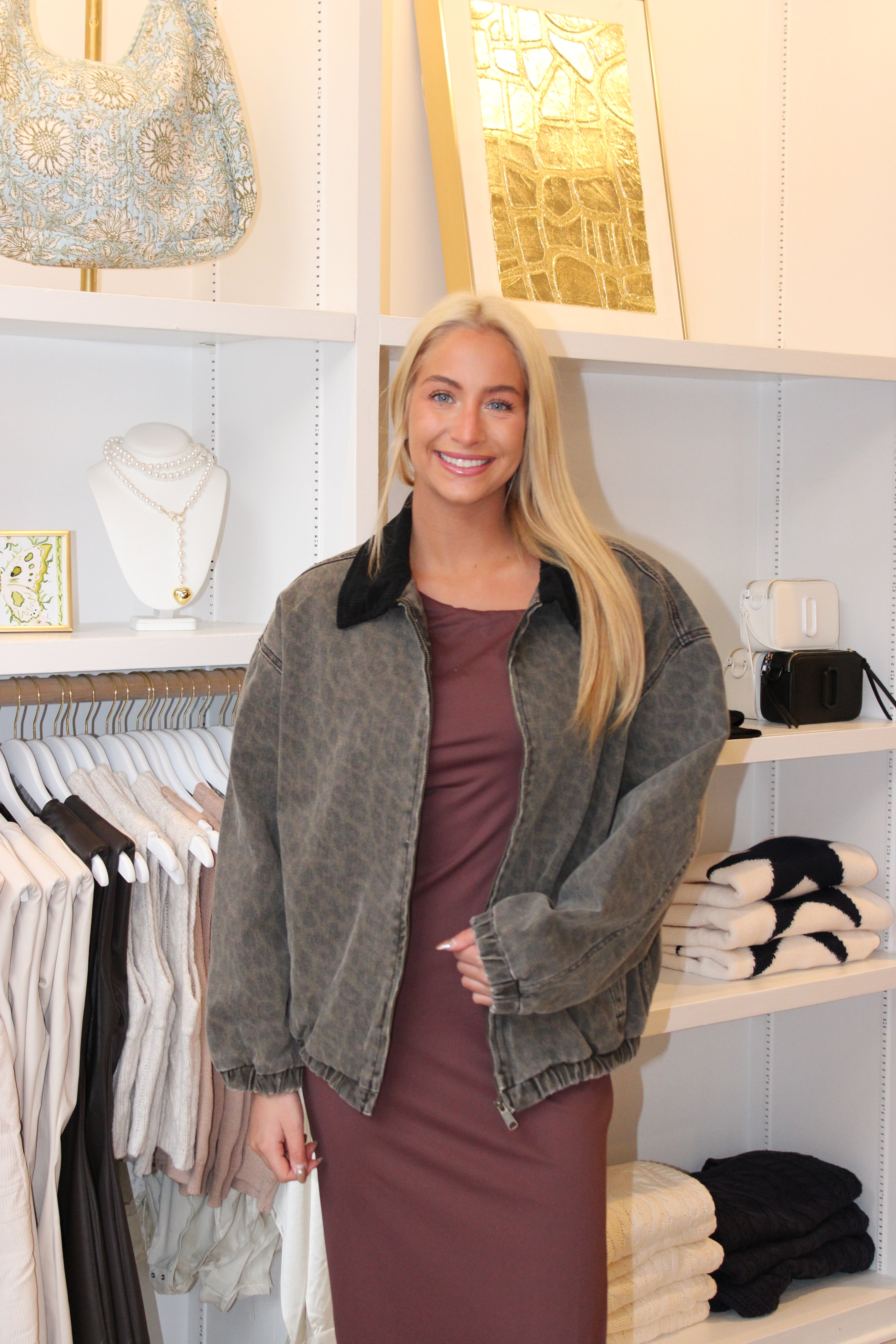 It Girl Bomber Jacket - Leopard