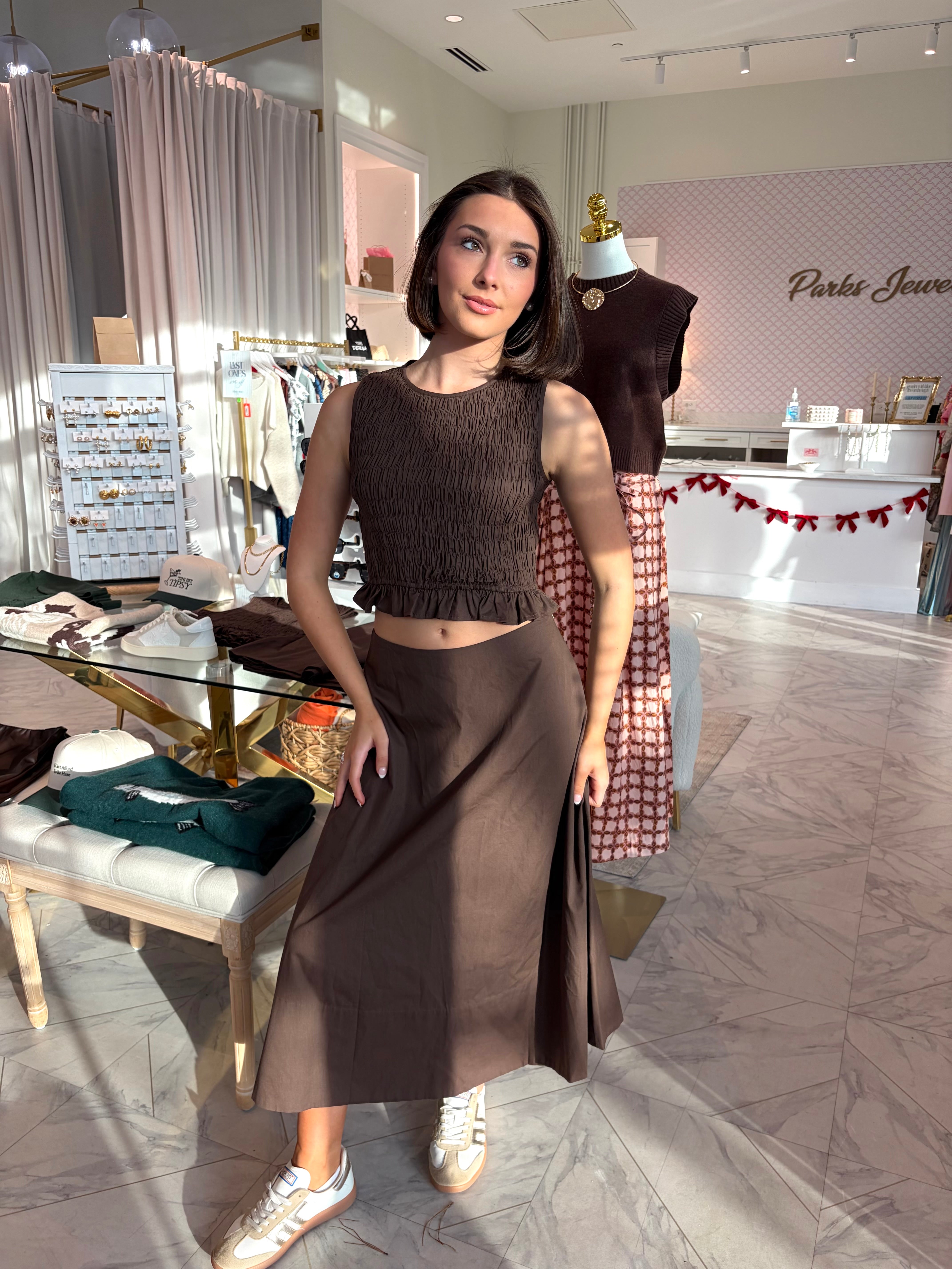 Mia Maxi Skirt - Brown