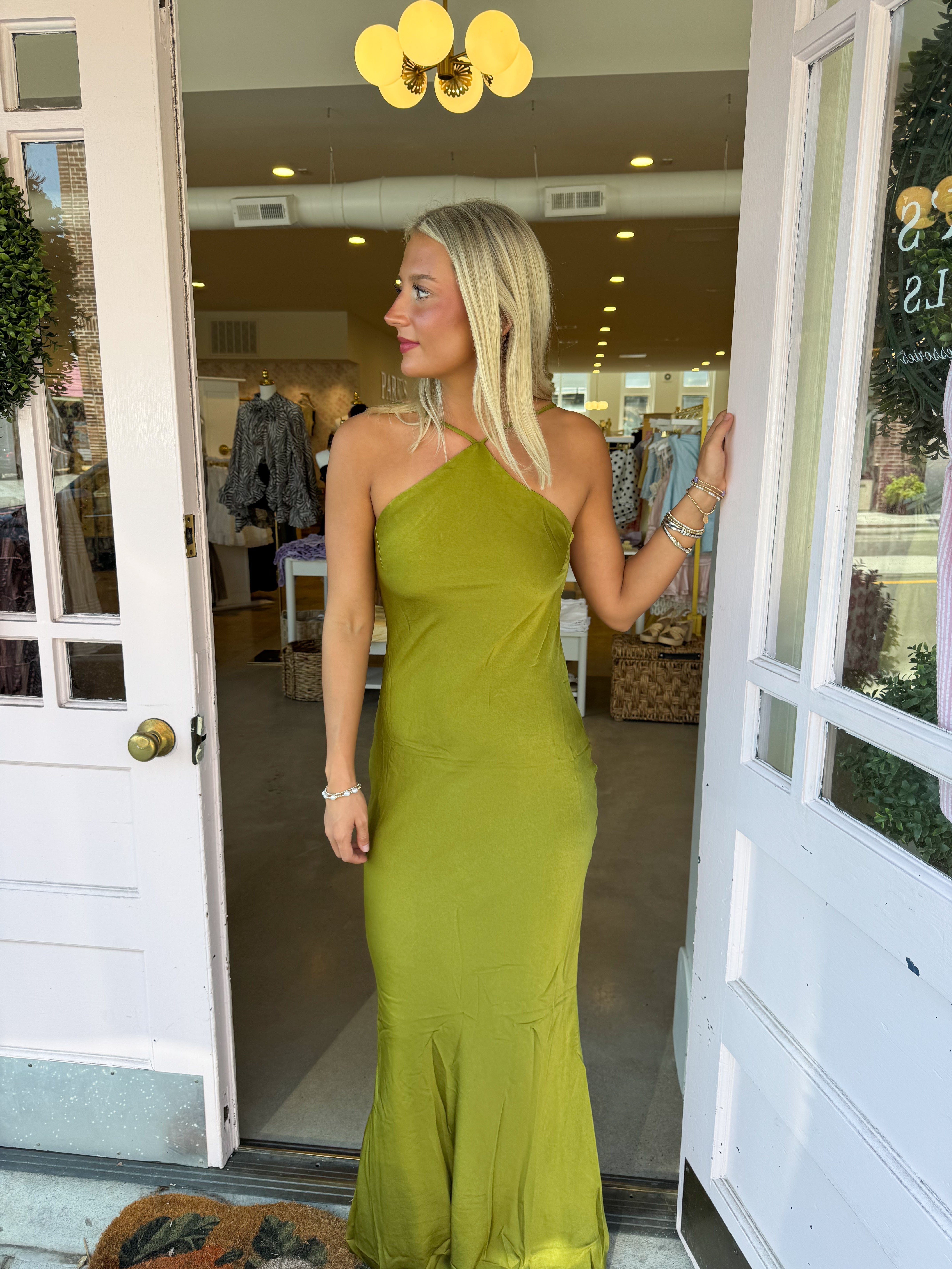 Kelton Satin Formal Dress - Green