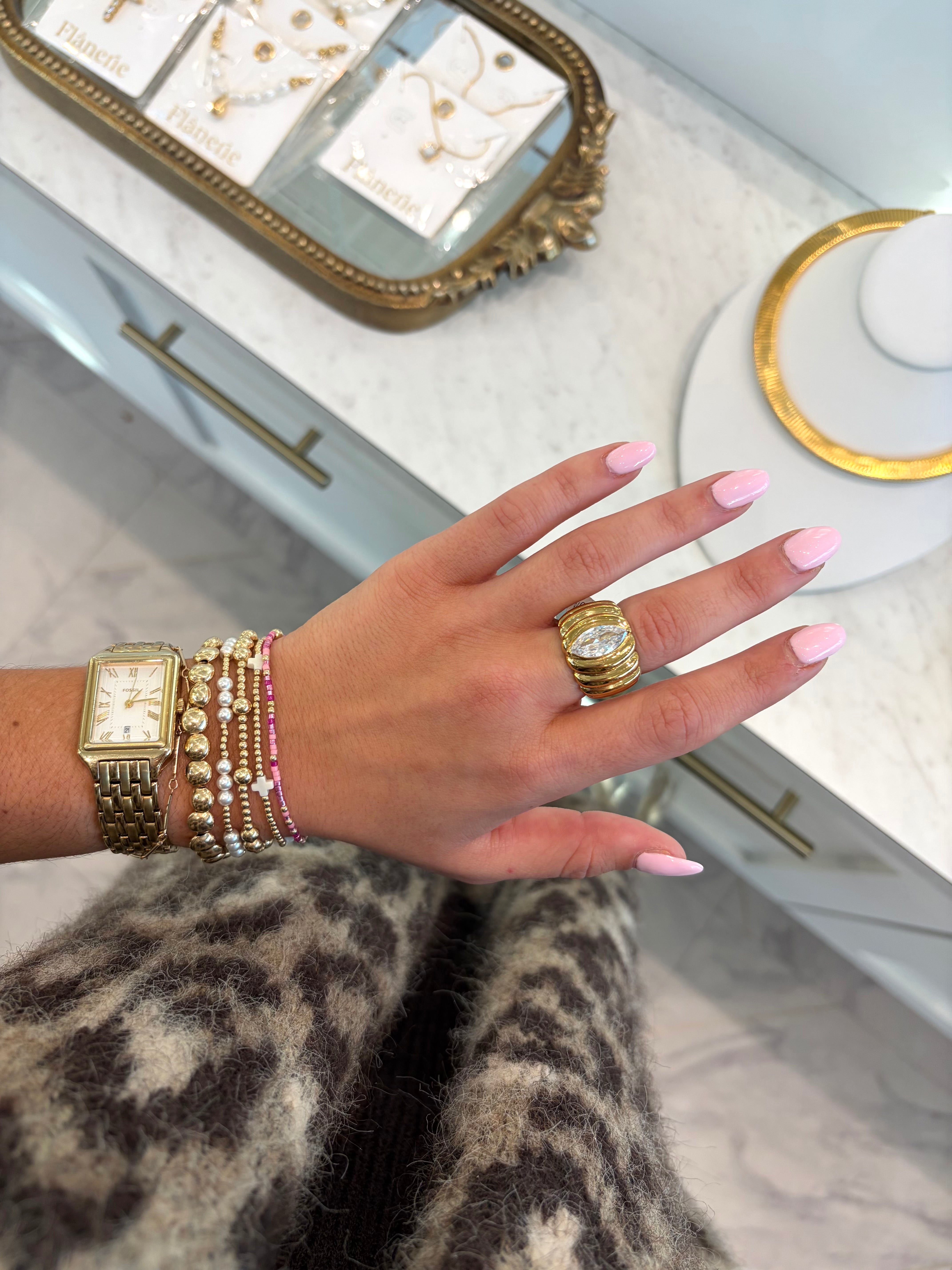 Ambre 18K Gold Non-Tarnish Marquise Ring