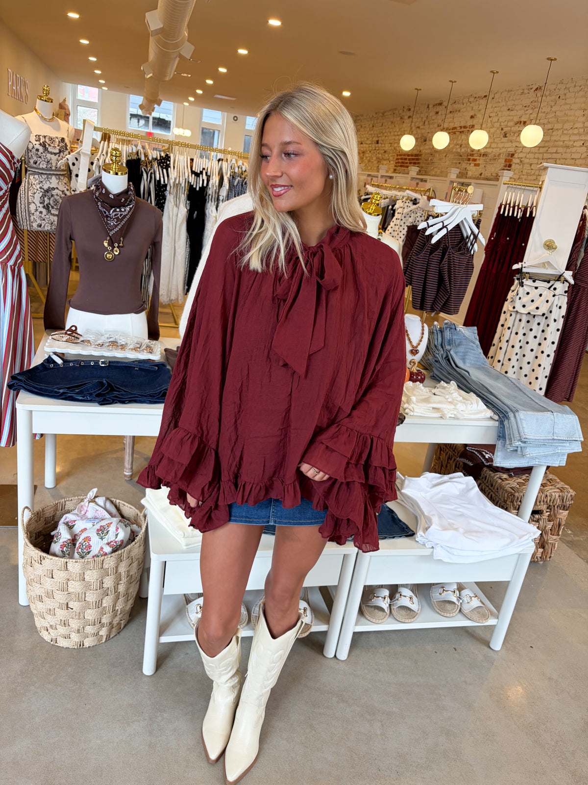 Backstage Pass Long Sleeve Top - Burgundy