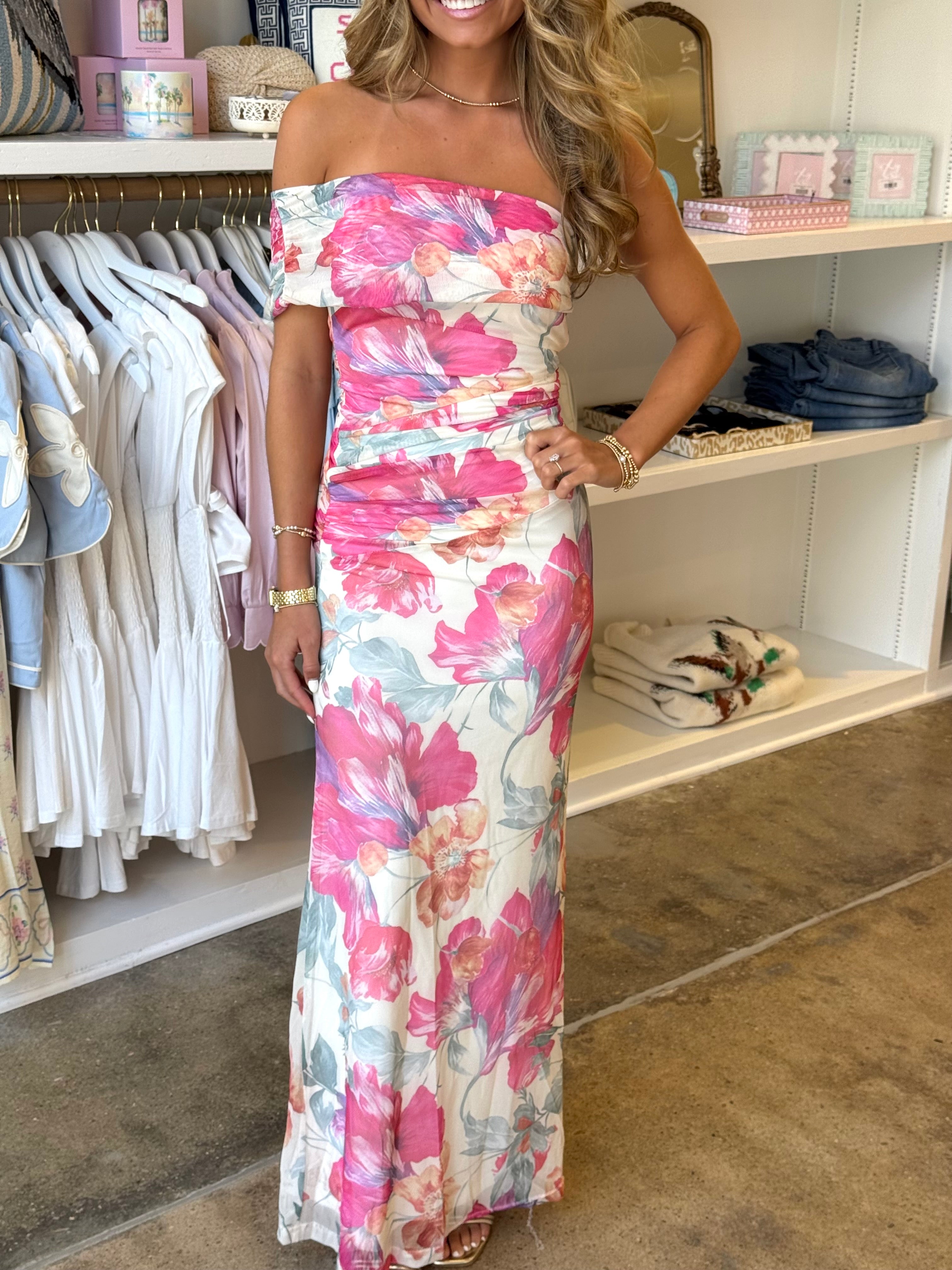 Flower Fields Maxi Dress - Pink Multi