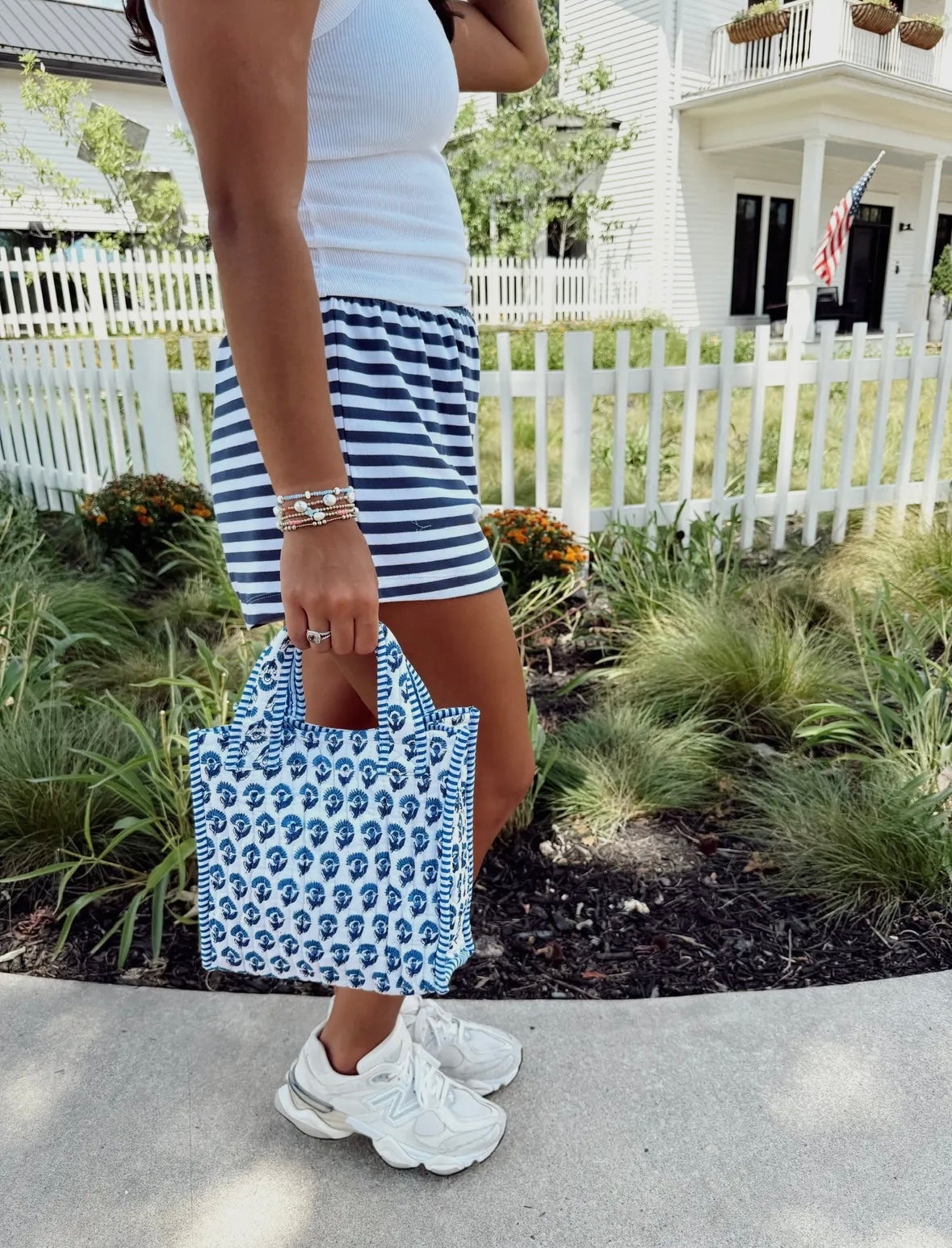 Blair Quilted Mini Tote Bag - Ocean Petals