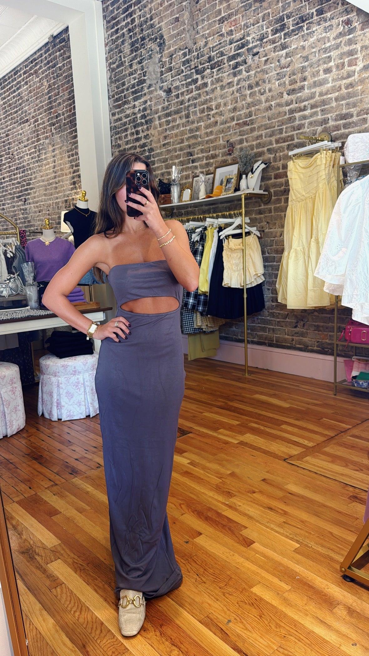Betsy Cut Out Maxi Dress - Grey