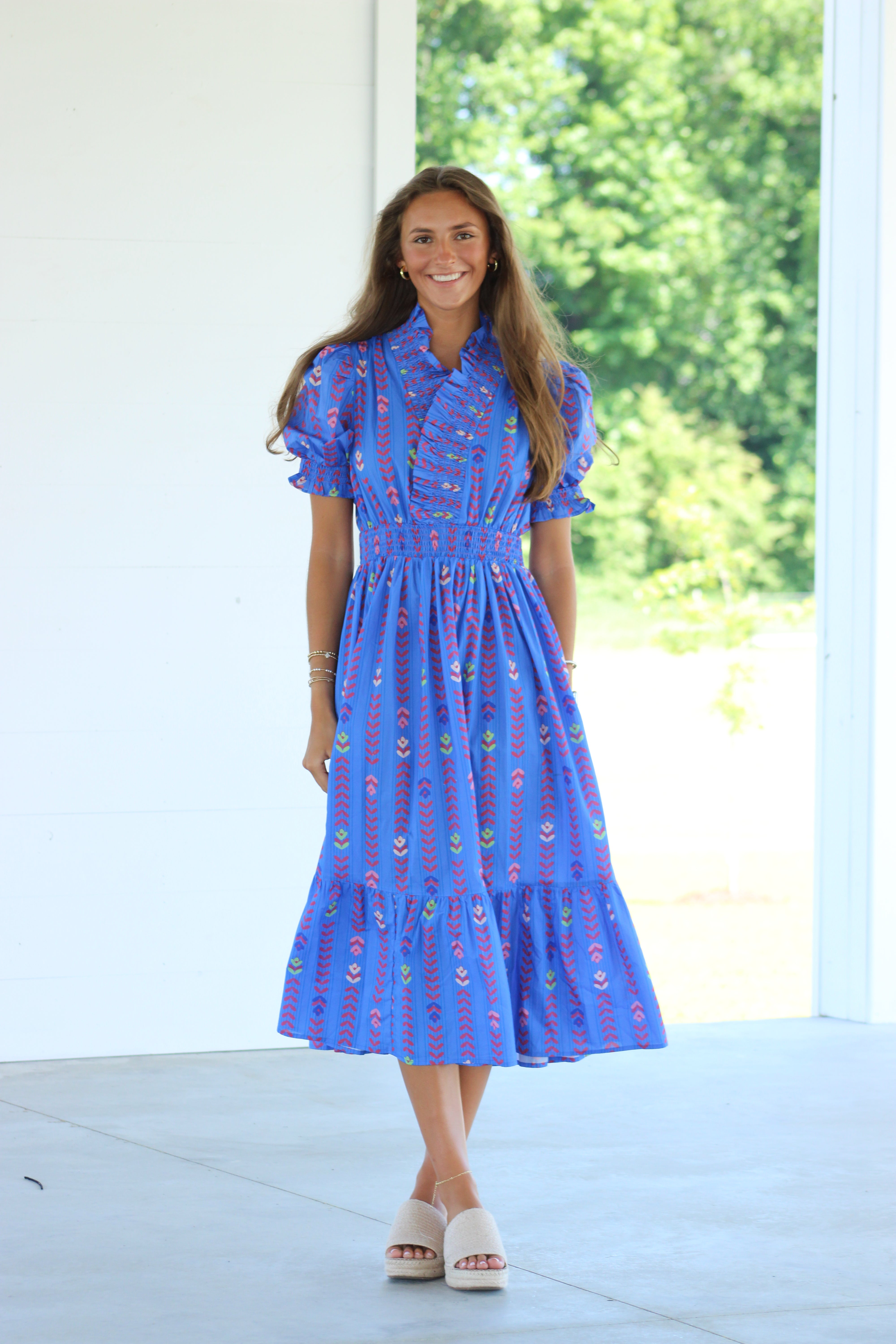 Glad You're Mine Midi Dress - Blue