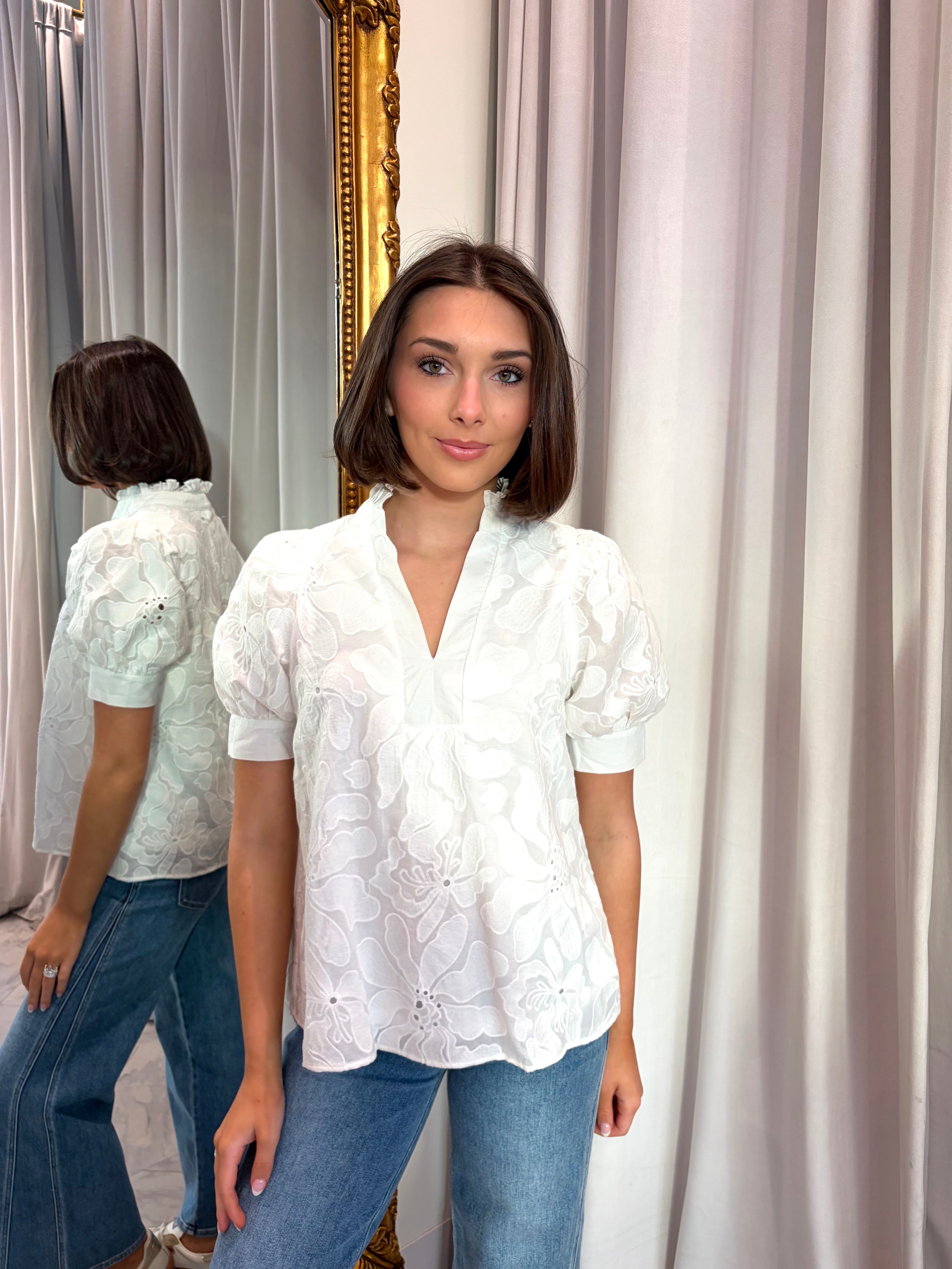 Layne Eyelet Top - White