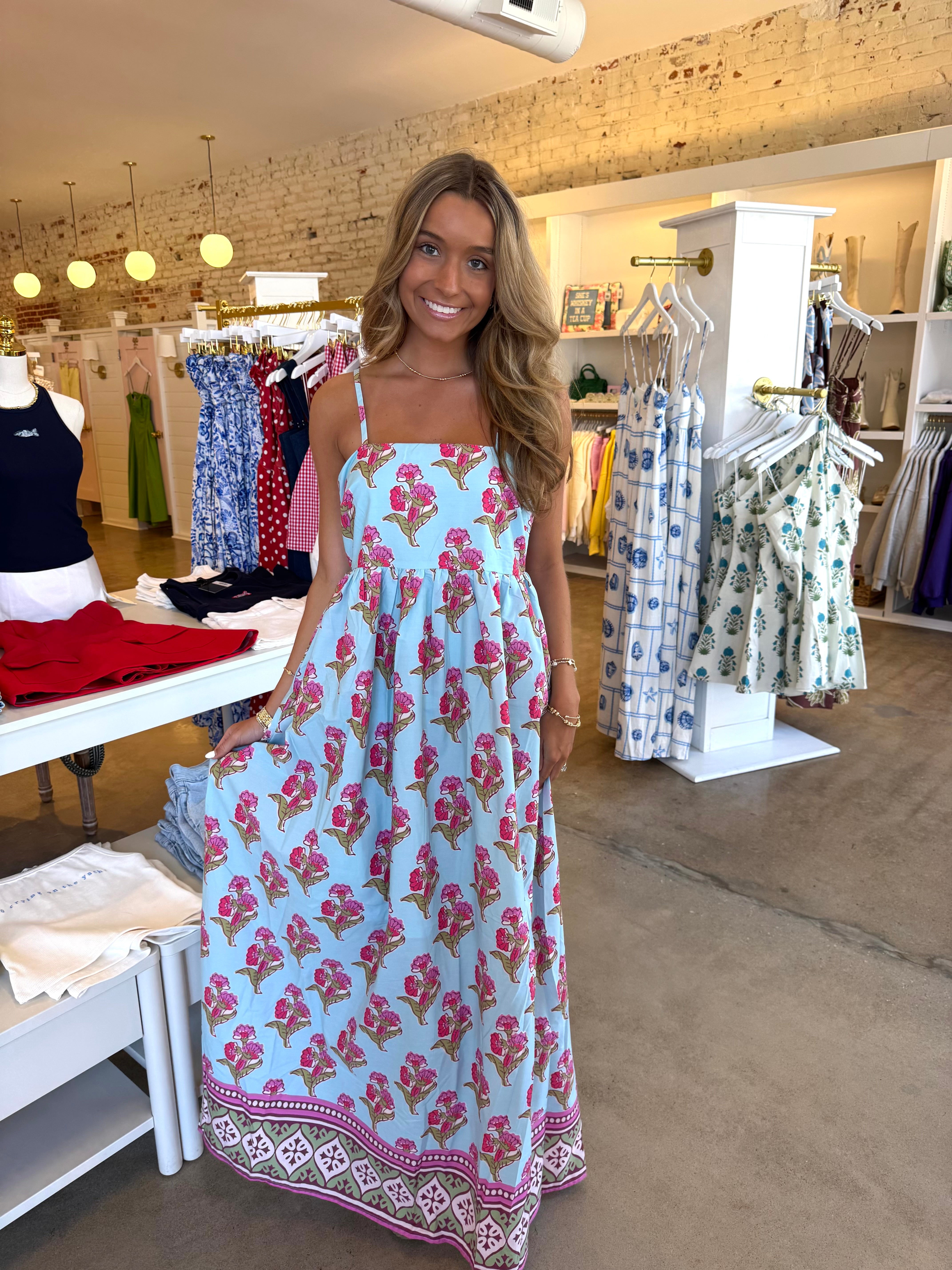 Teagan Maxi Dress - Blue Floral