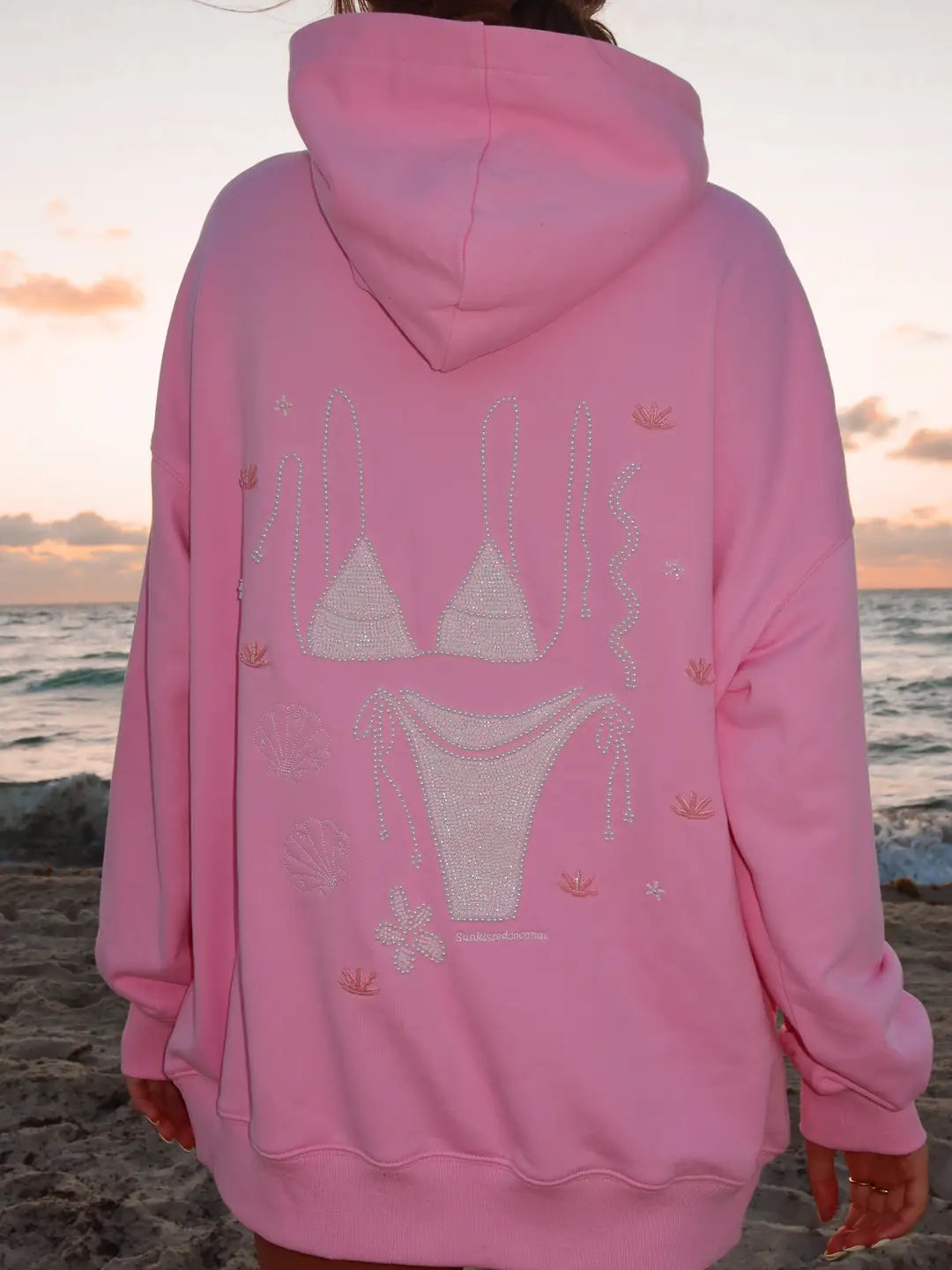 Lottie Pink Bikini Beaded Ocean Oversized Hoodie