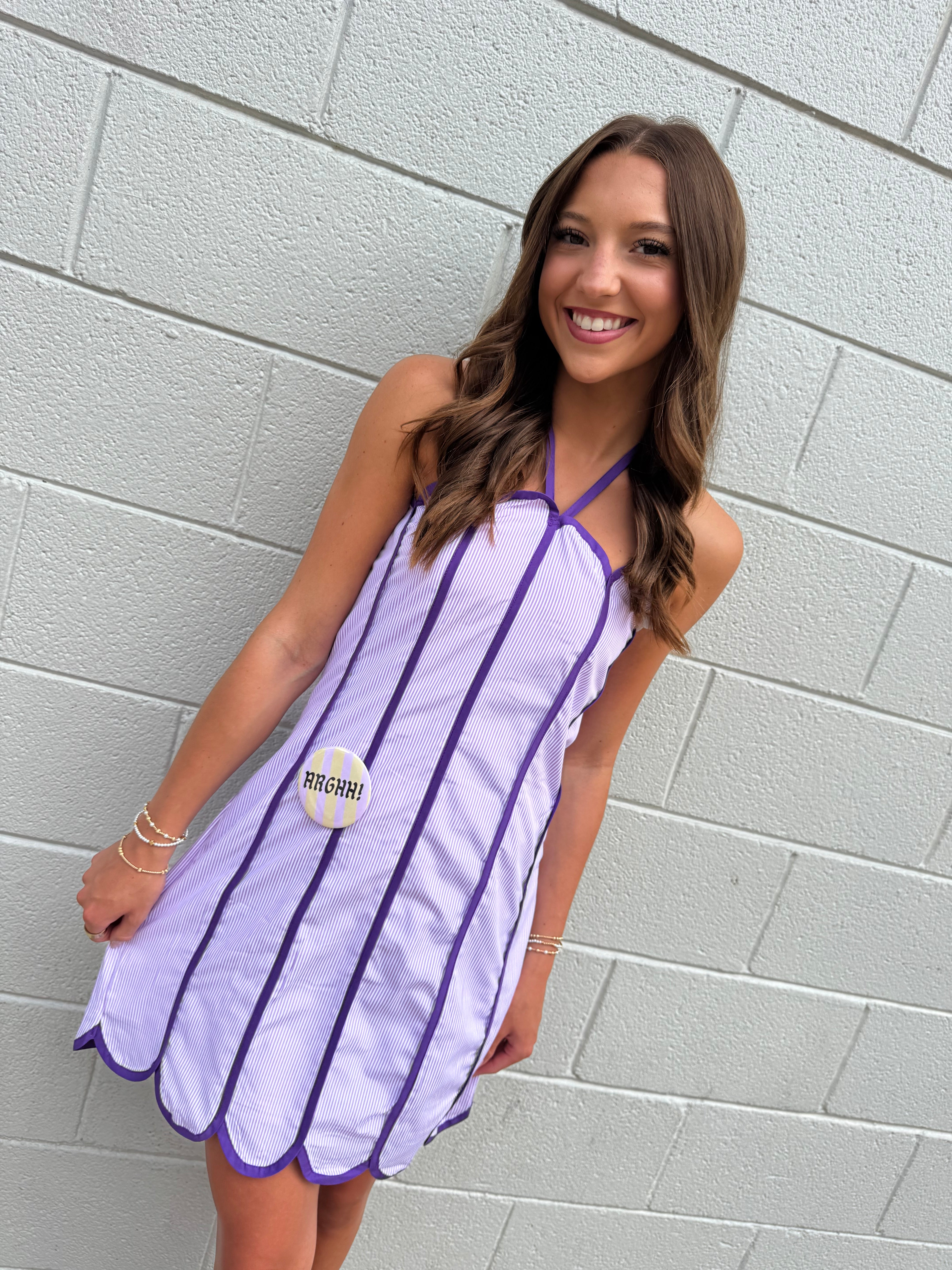 Eleanor Halter Neck Mini Dress - Purple