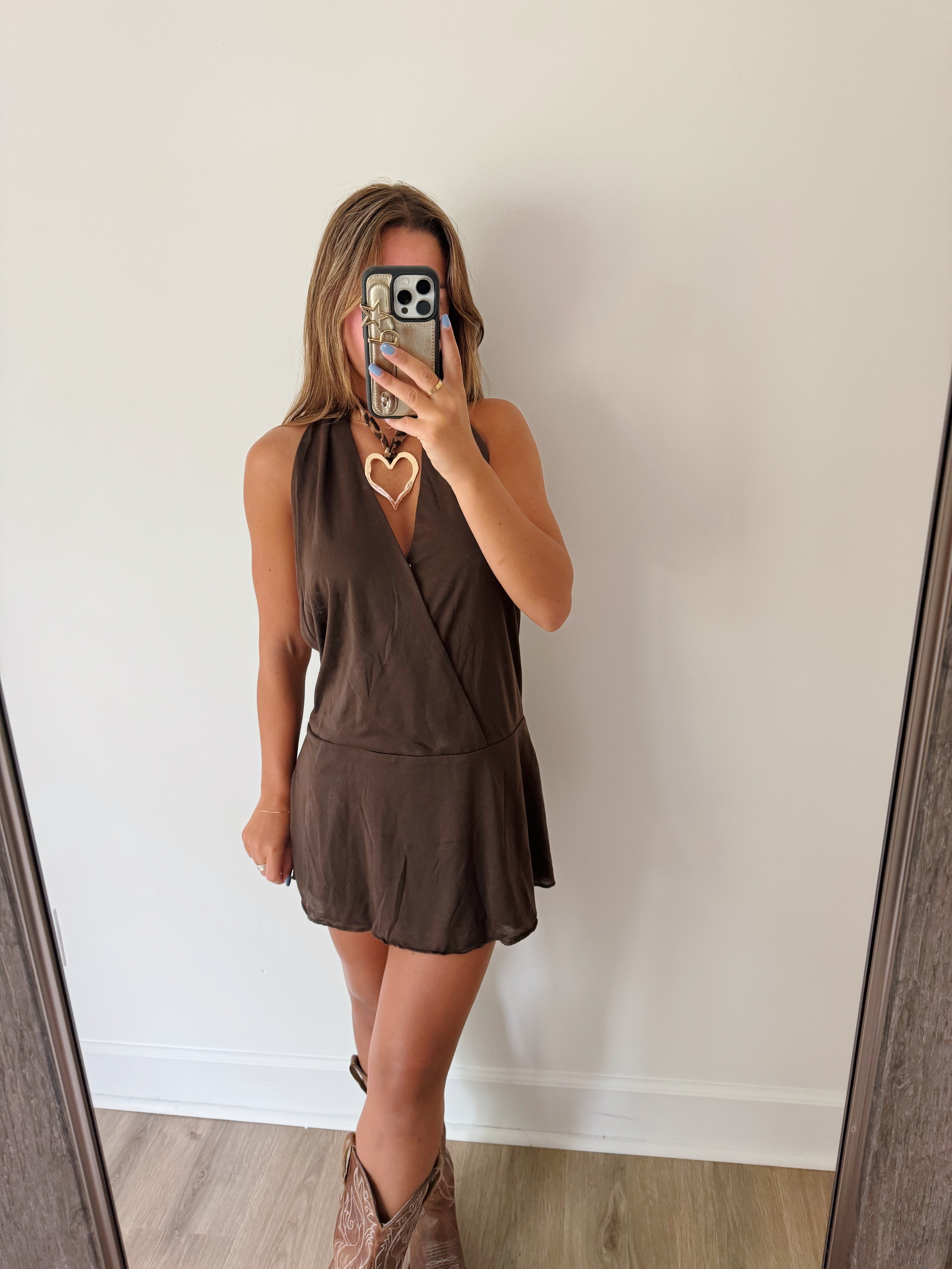 A Night to Remember Mini Dress - Brown