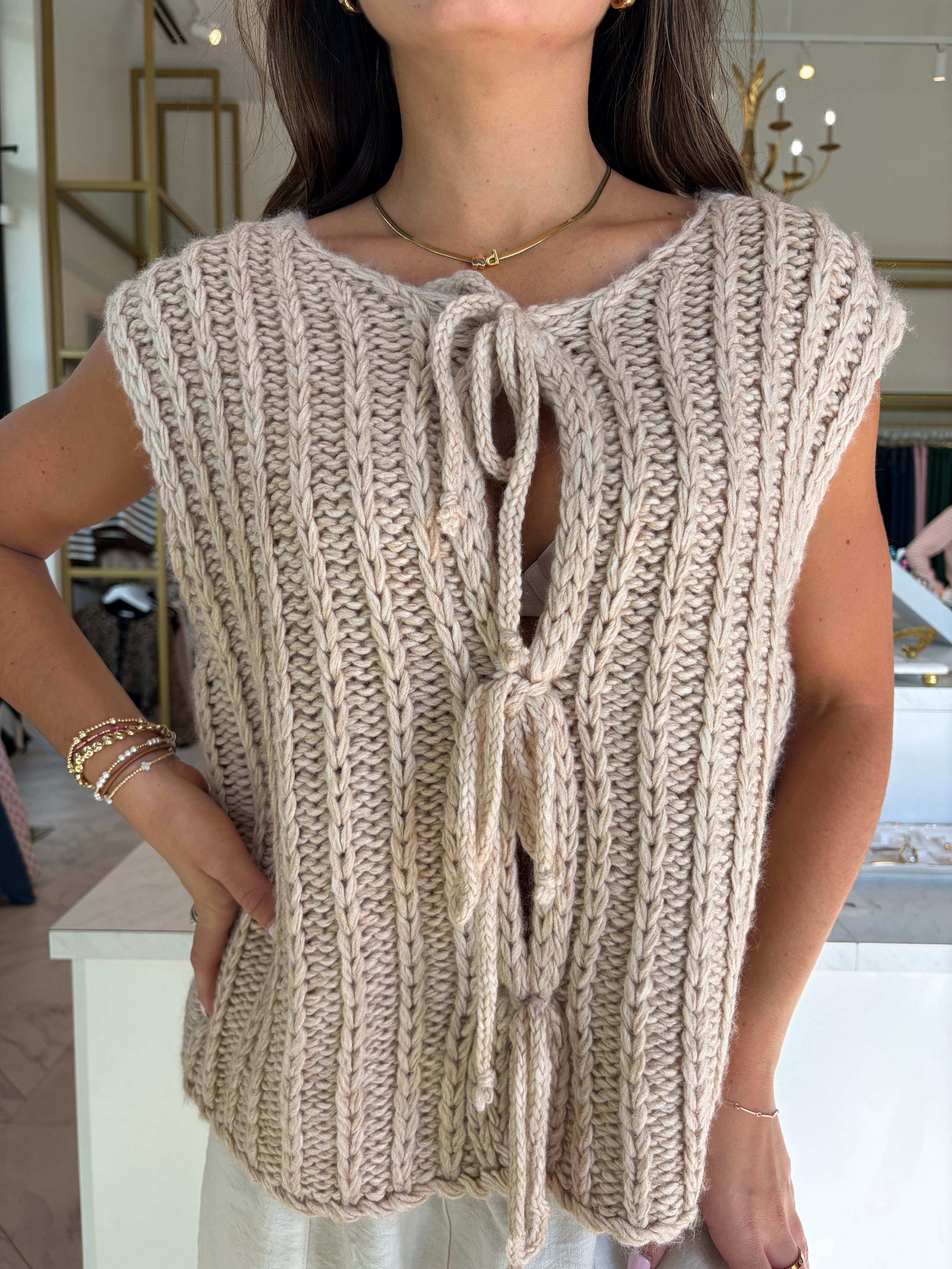 Ryan Chunky Sweater Vest - Oatmeal