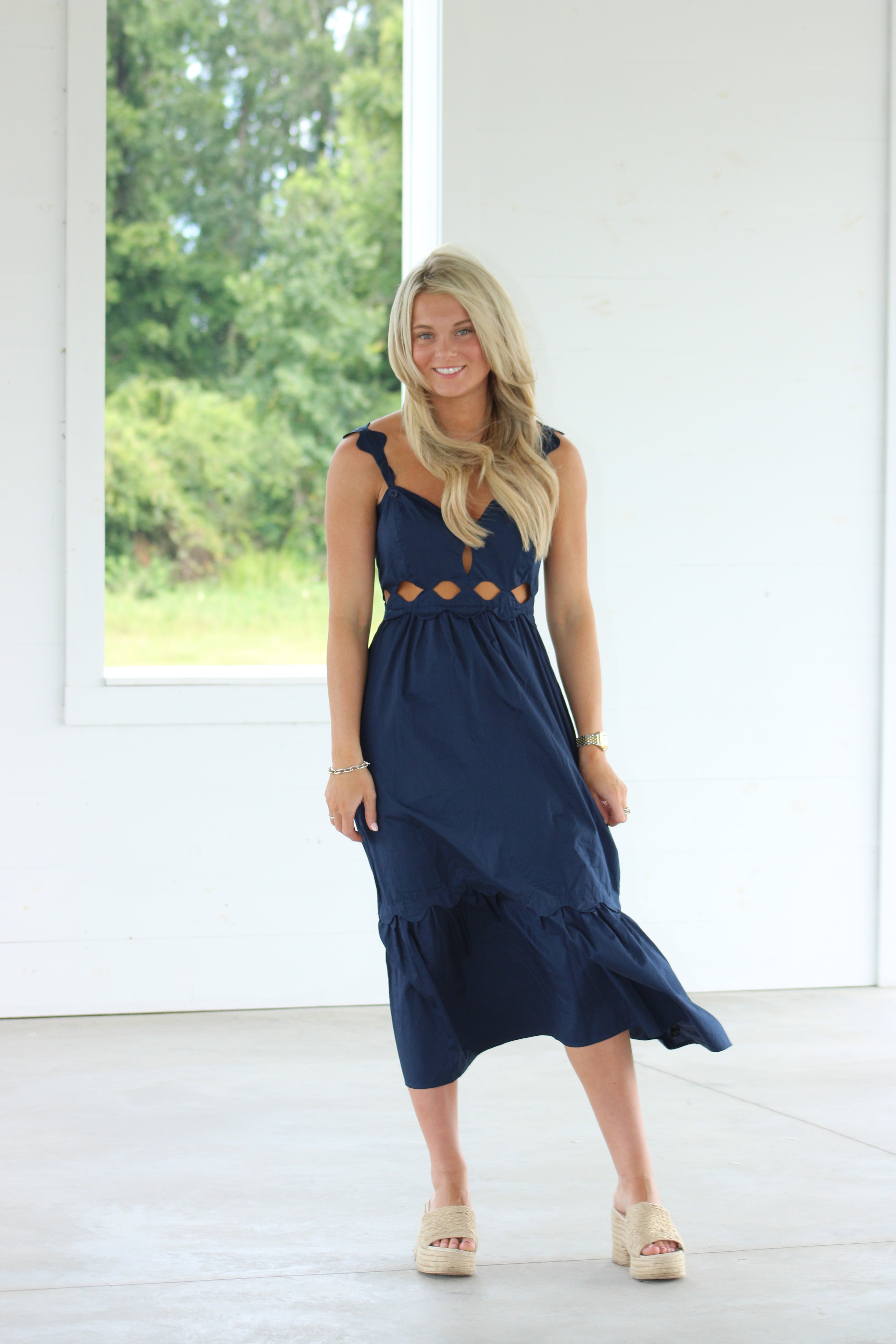 Lillian Midi Dress - Navy