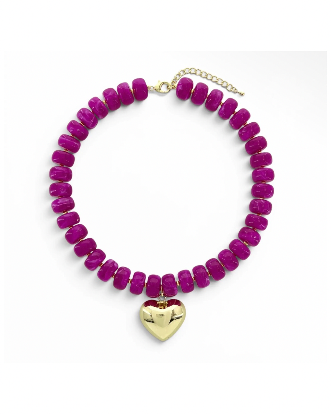 Rondelle Beaded Necklace with Heart Charm