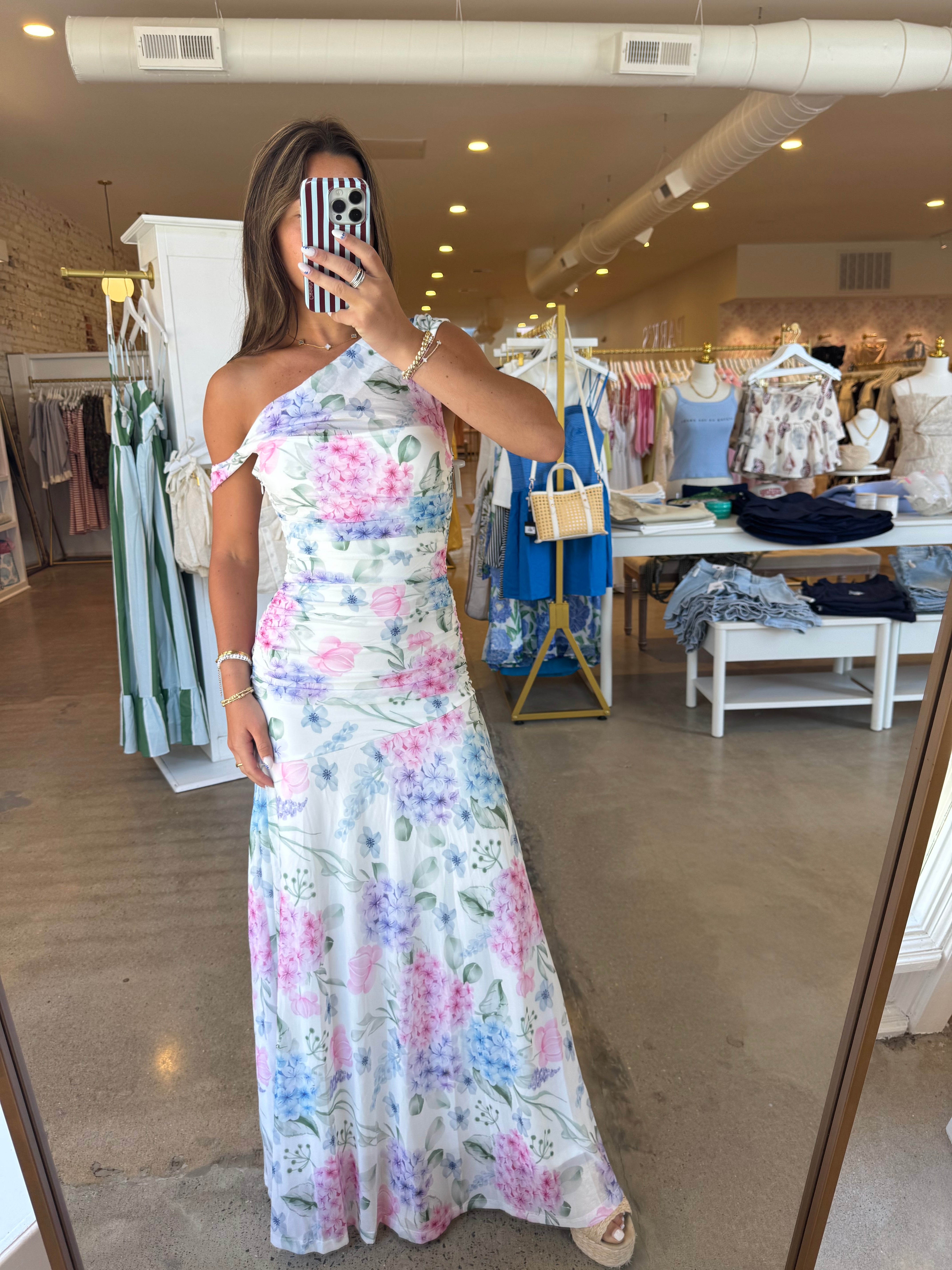 Lexi Floral Formal Dress - Blue/Pink Multi