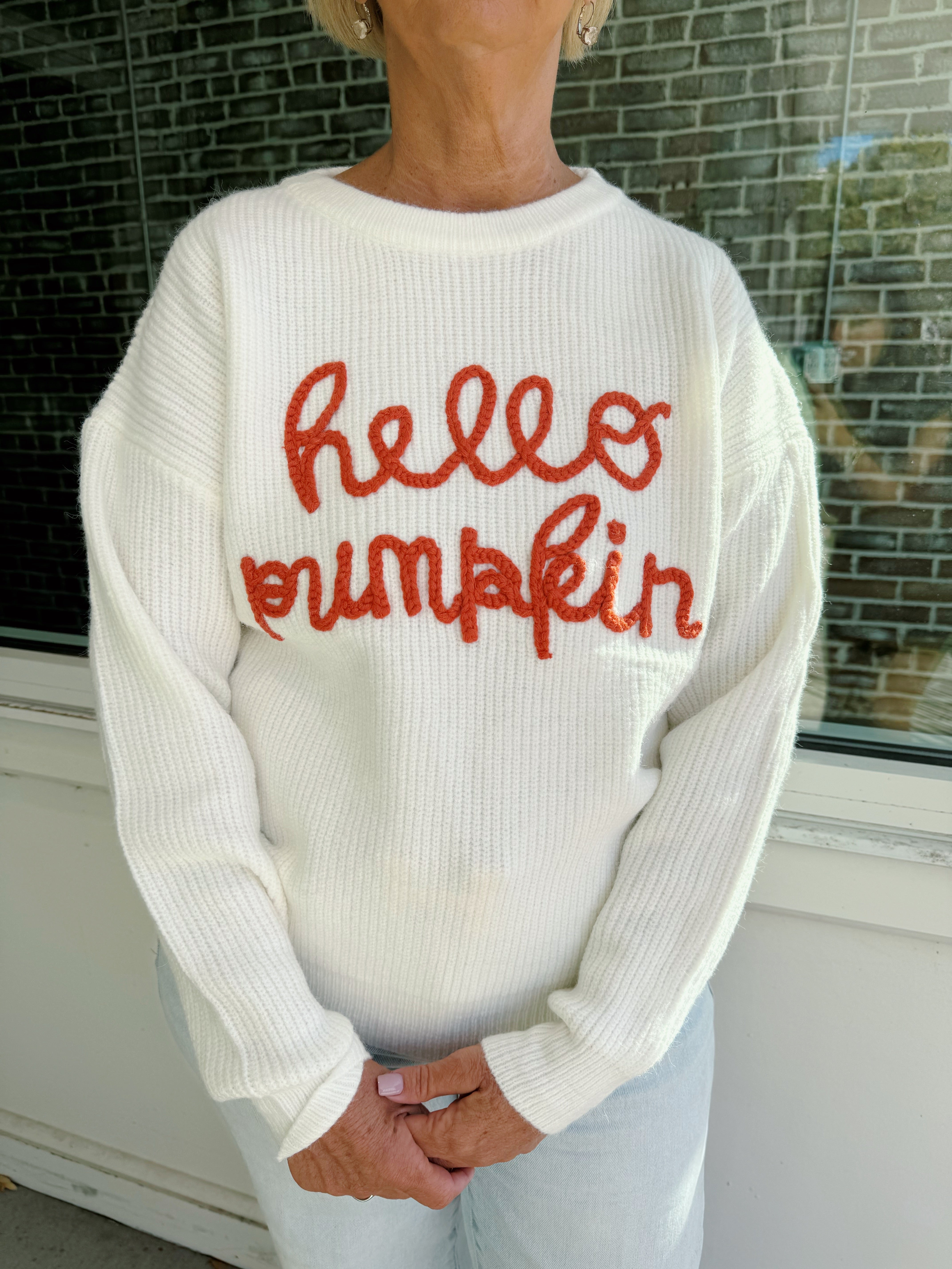 Hello Pumpkin Sweater - Off White