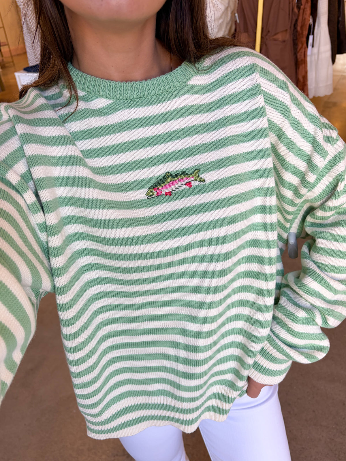 Fresh Catch Sweater - Pistachio/Cream