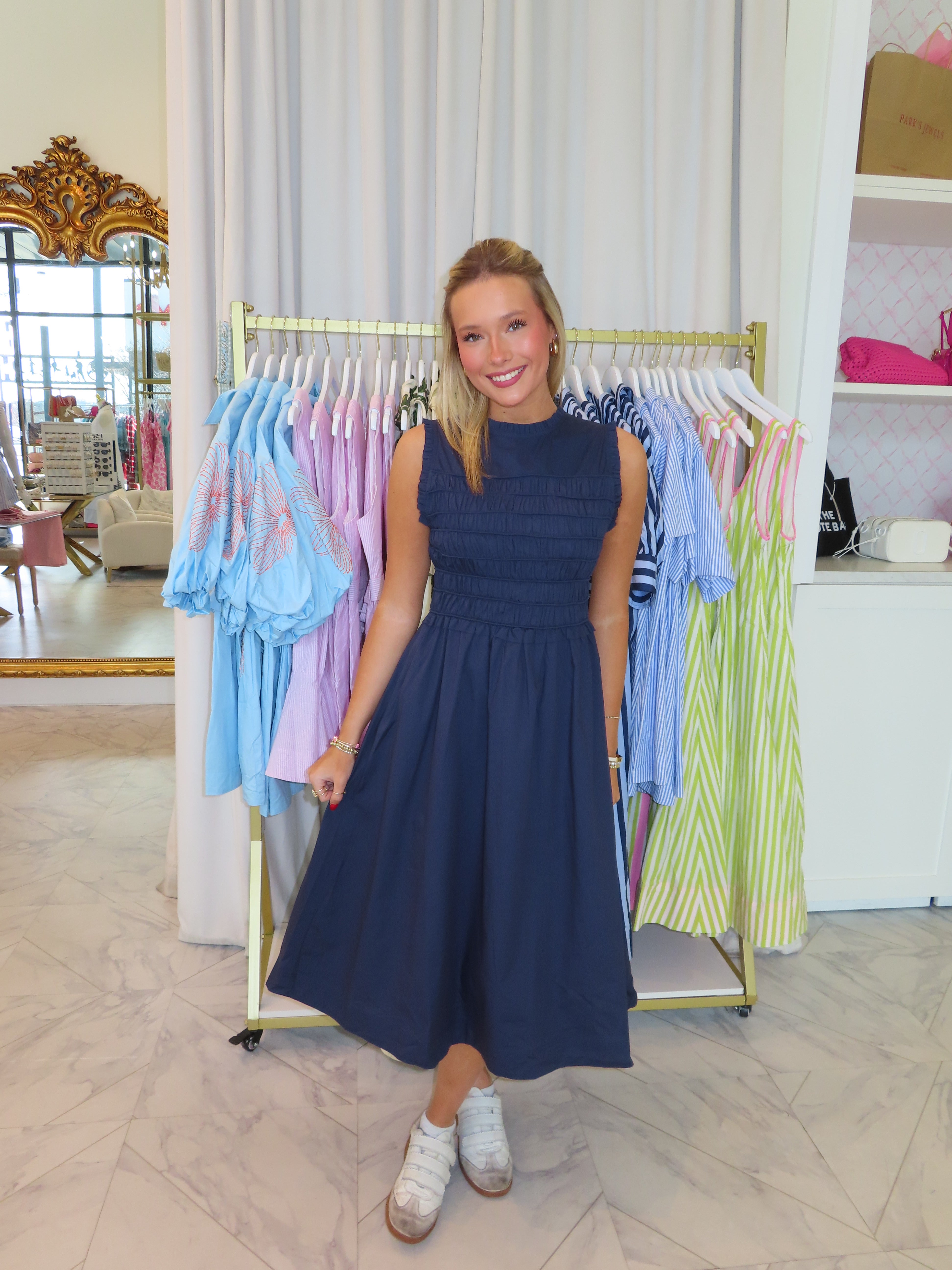 Lizzie Midi Dress - Navy
