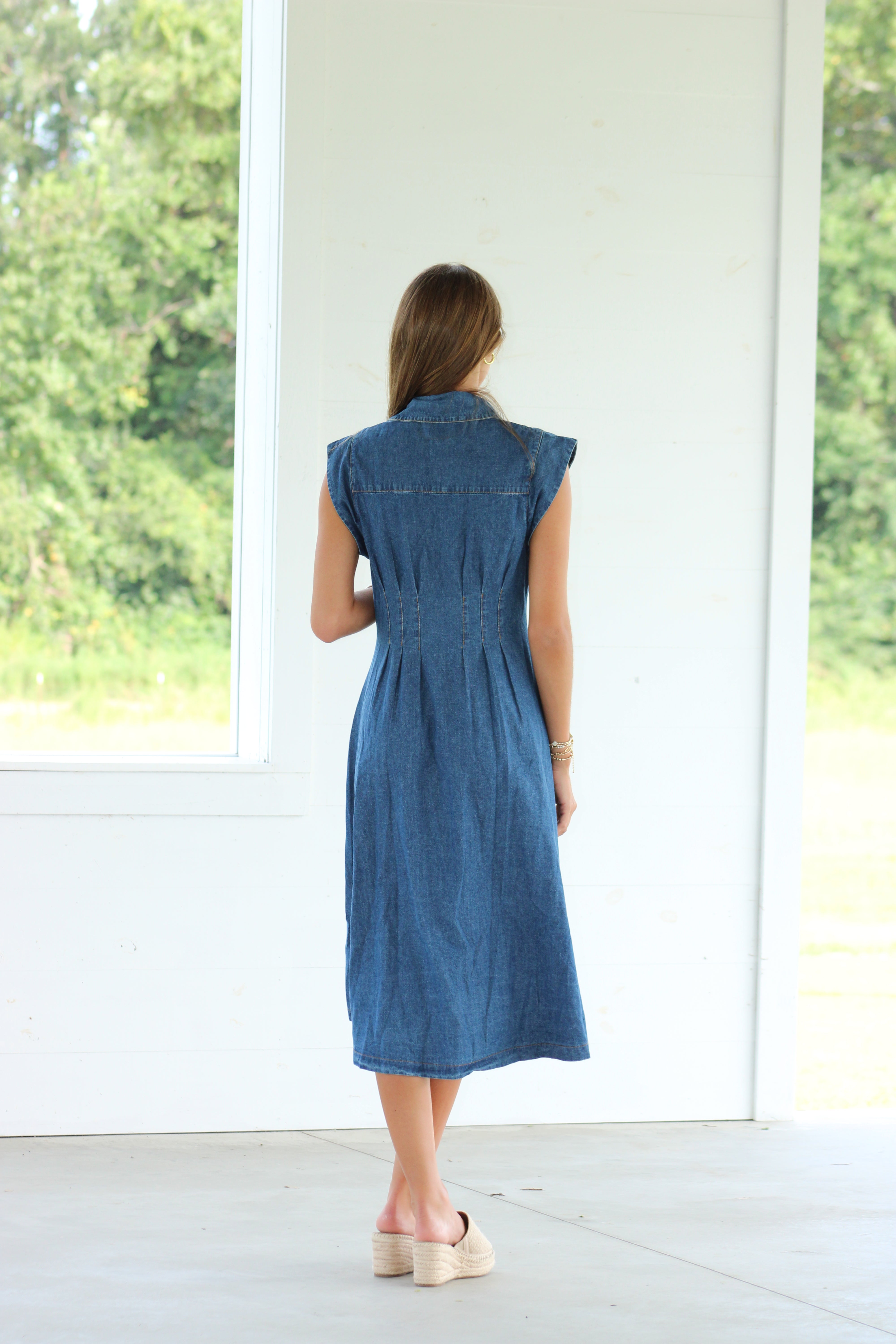 Ruthy Midi Denim Dress - Dark Wash