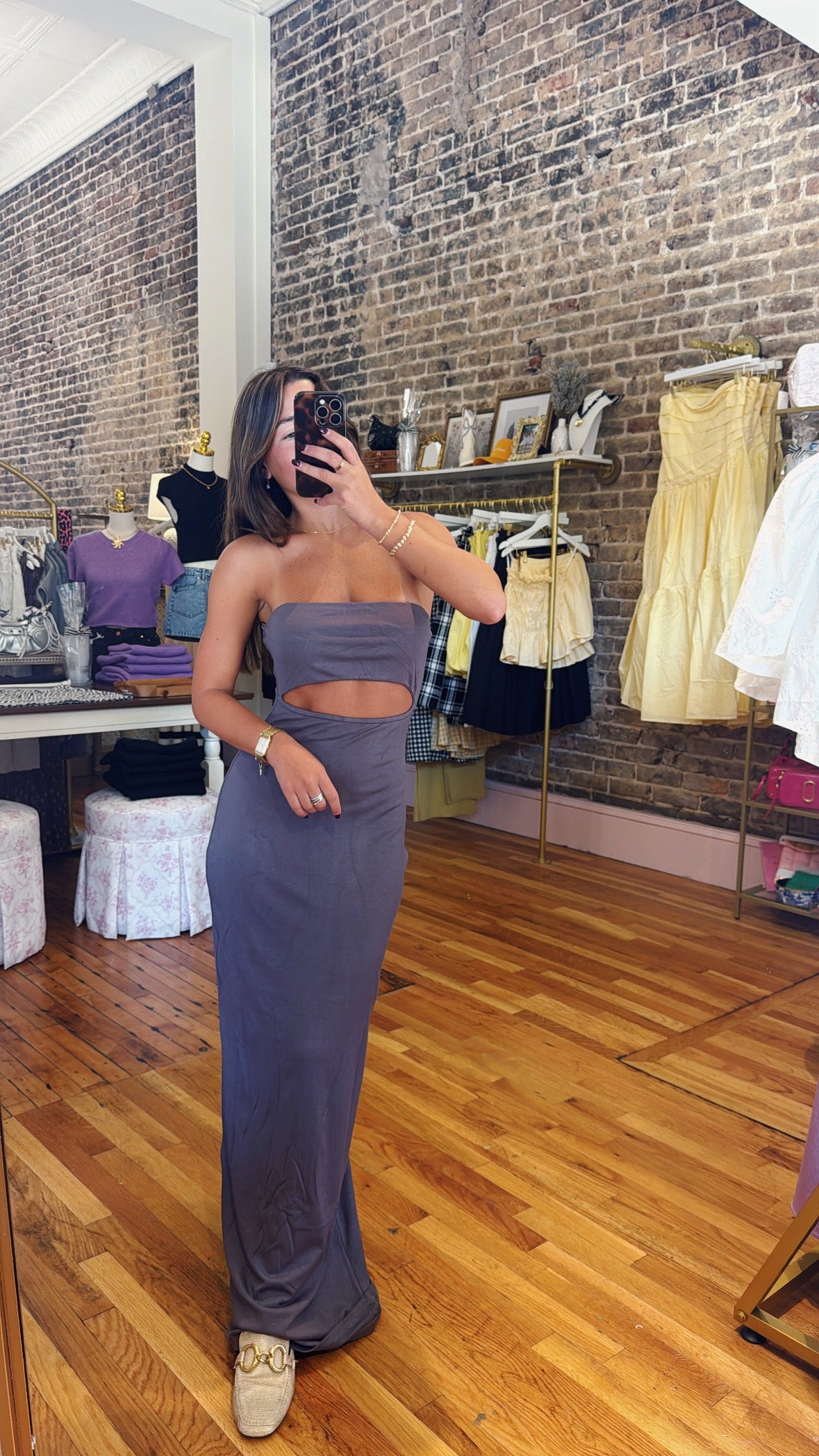 Betsy Cut Out Maxi Dress - Grey