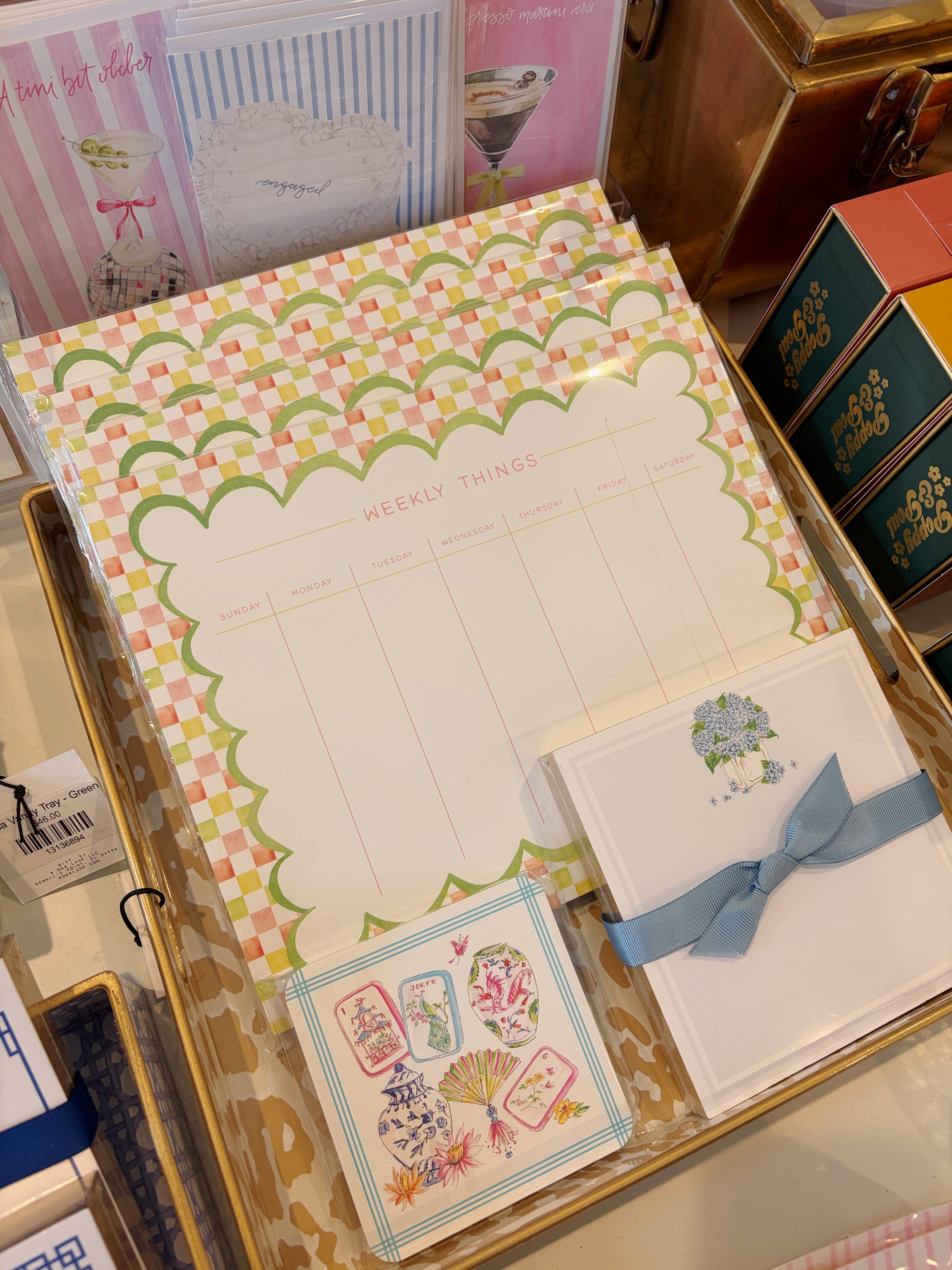 Handpainted Pink Hydrangea Border Luxe Notepad