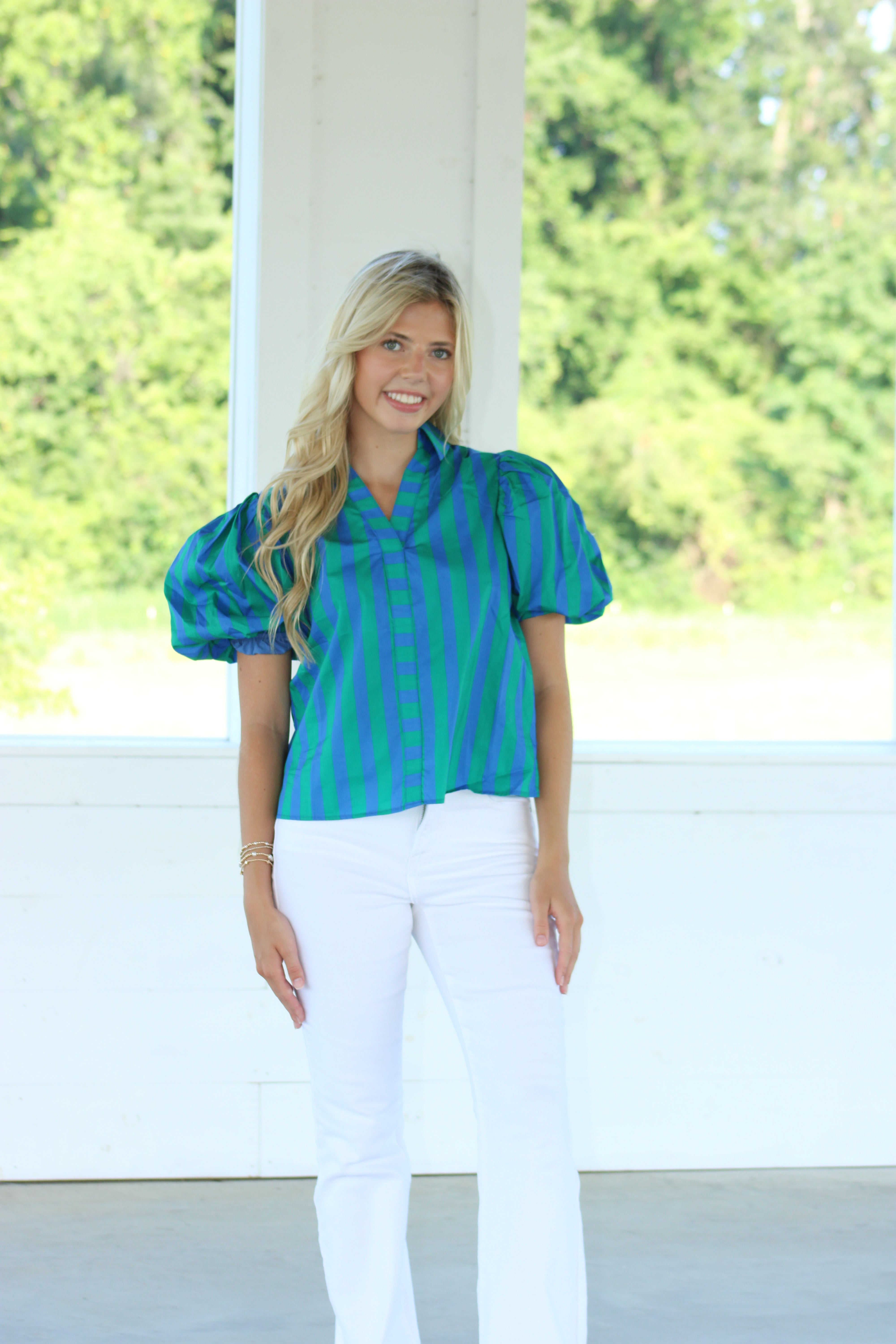 Ginny Top - Green/Blue