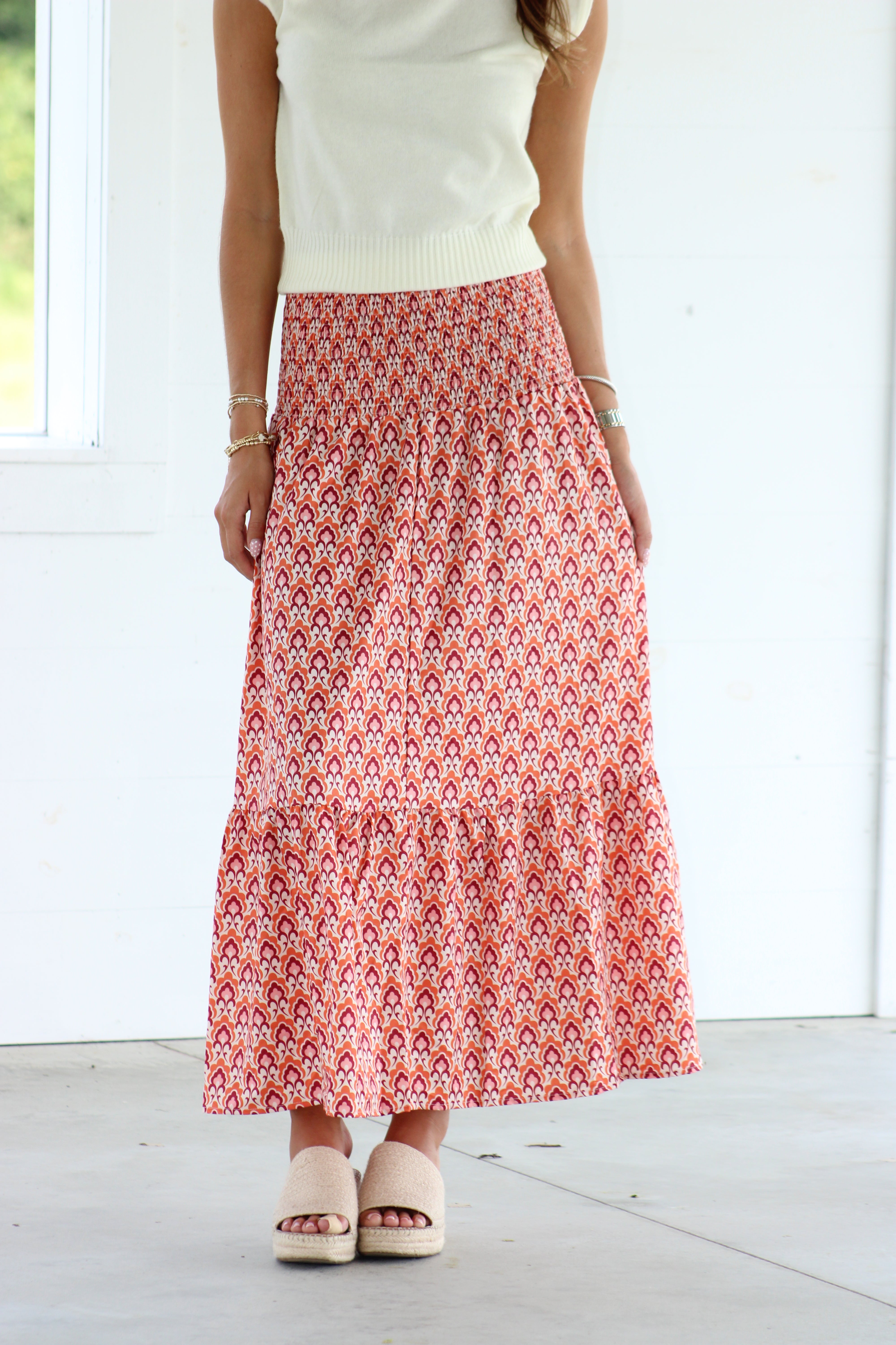 Bright Side Maxi Skirt - Orange