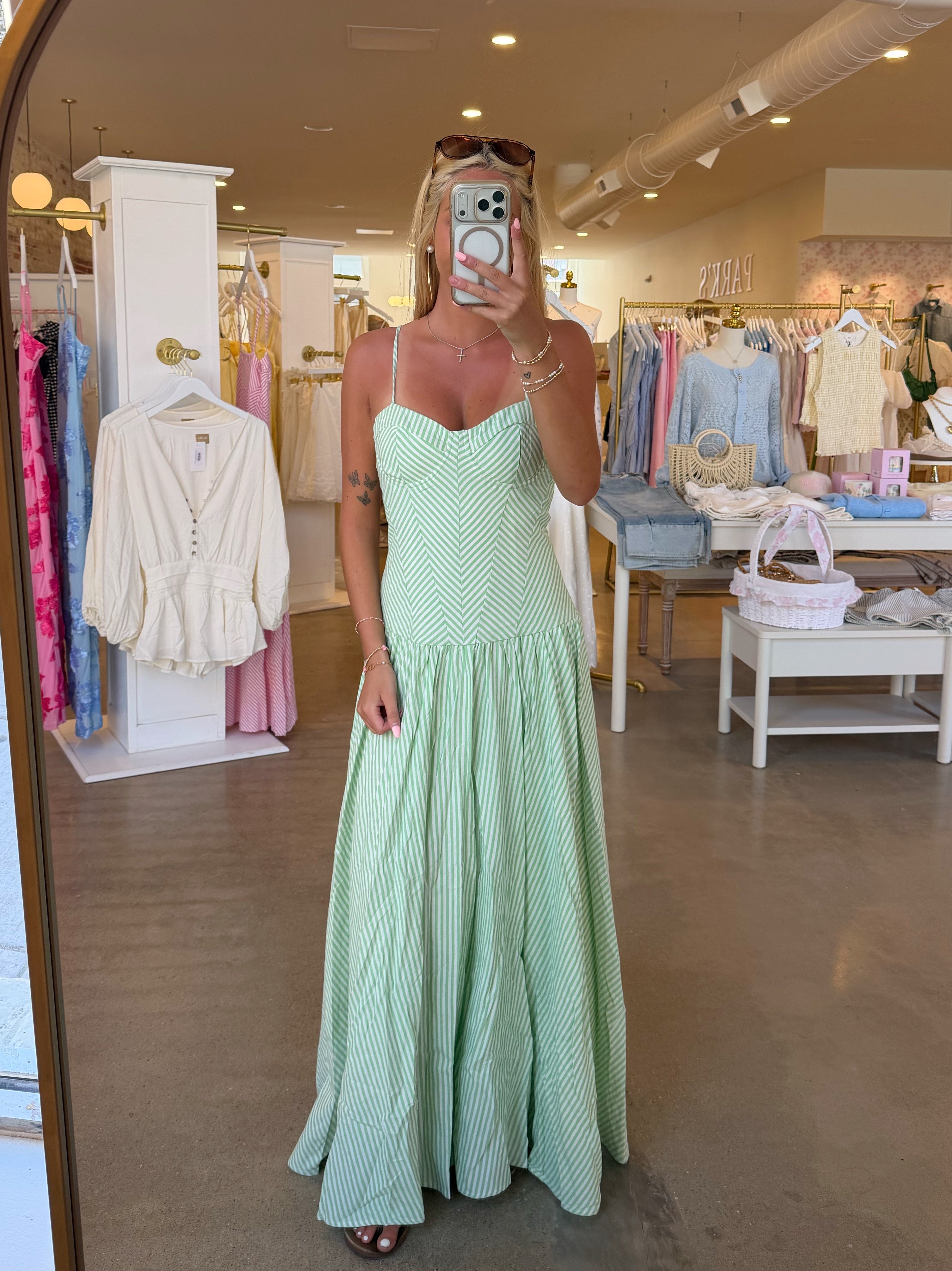 Palmer Maxi Dress - Green Stripe