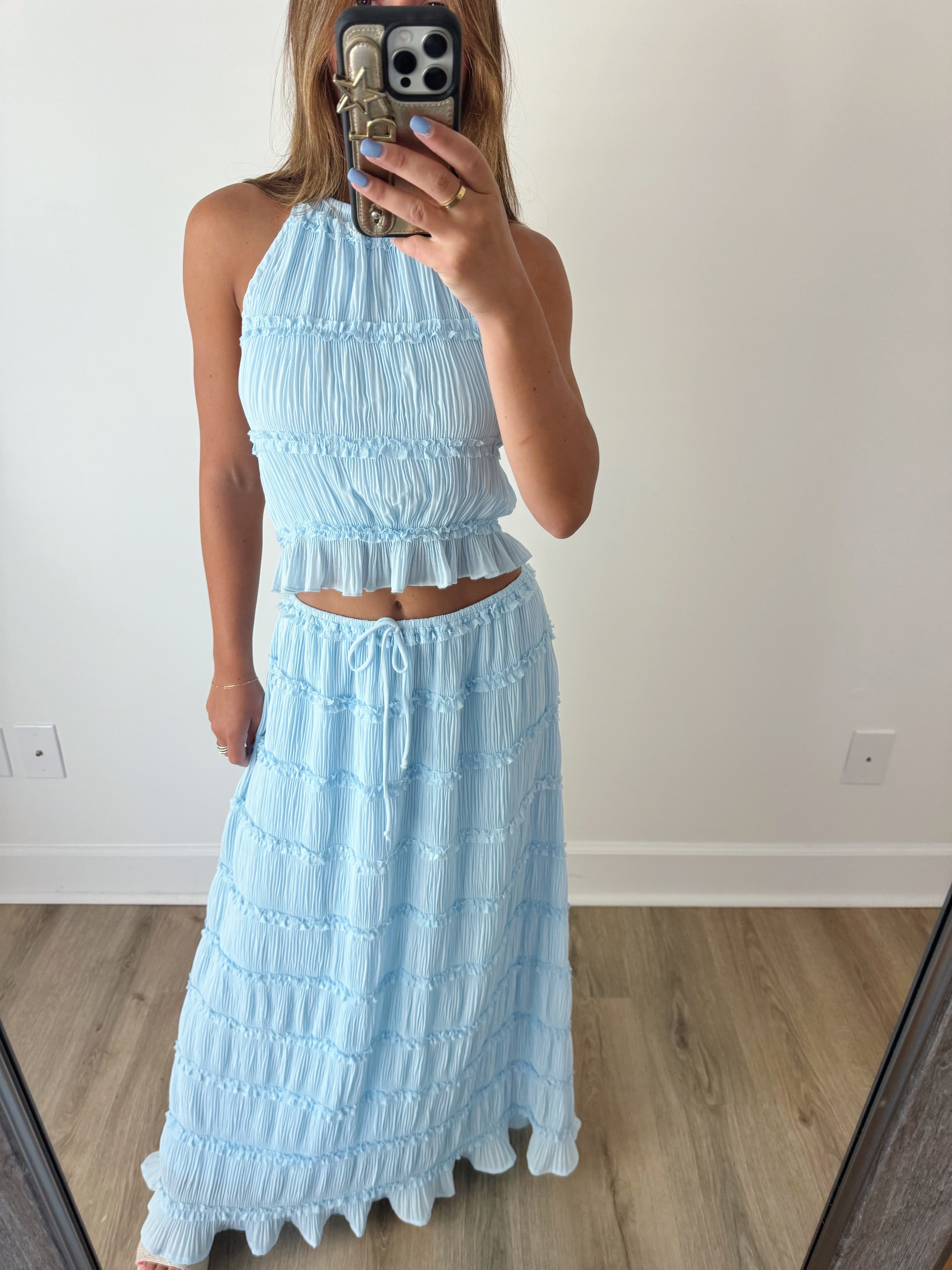 Oceanana Top & Skirt Set - Blue