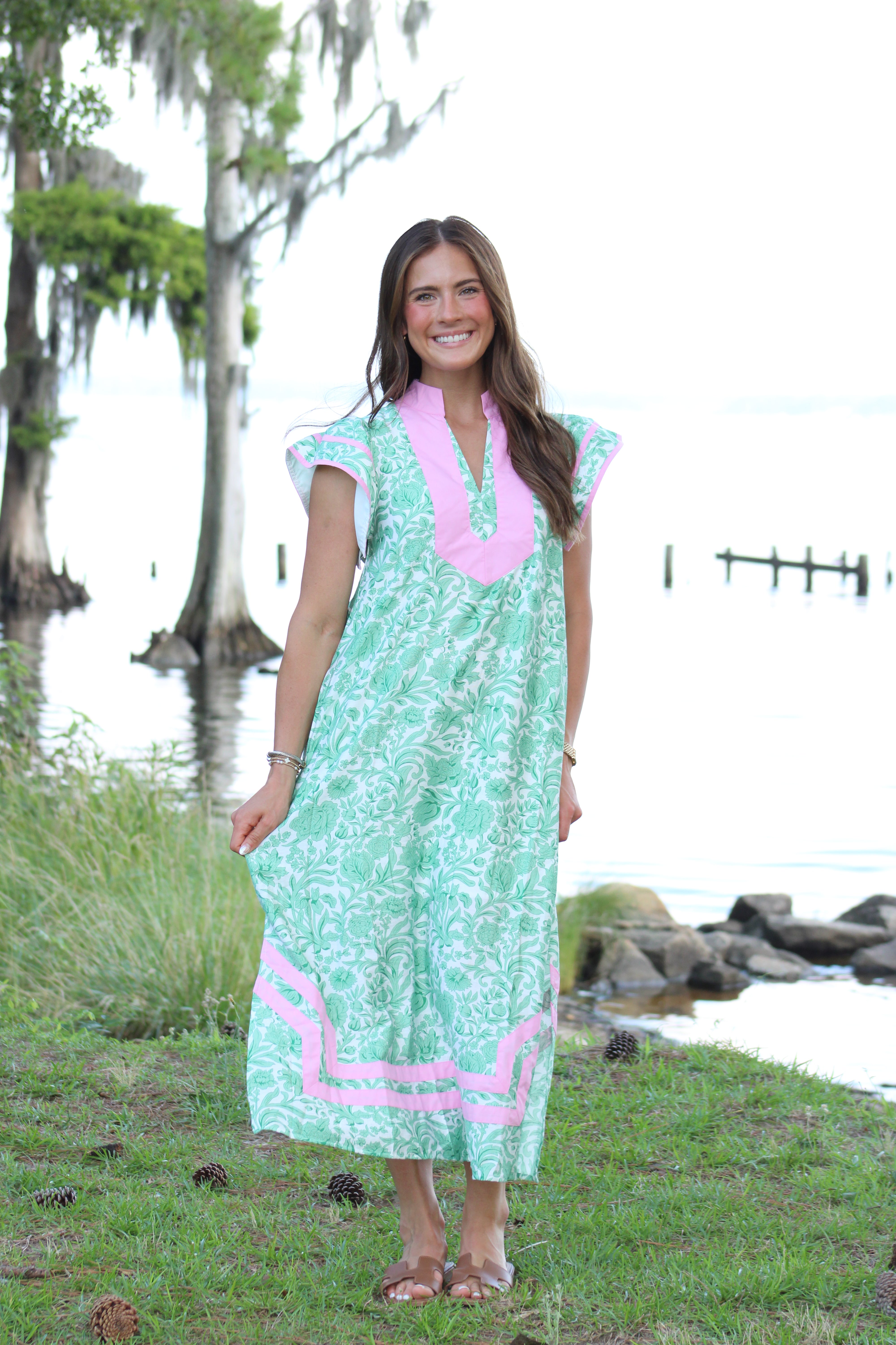 Easy Sunday Midi Dress - Pink & Green