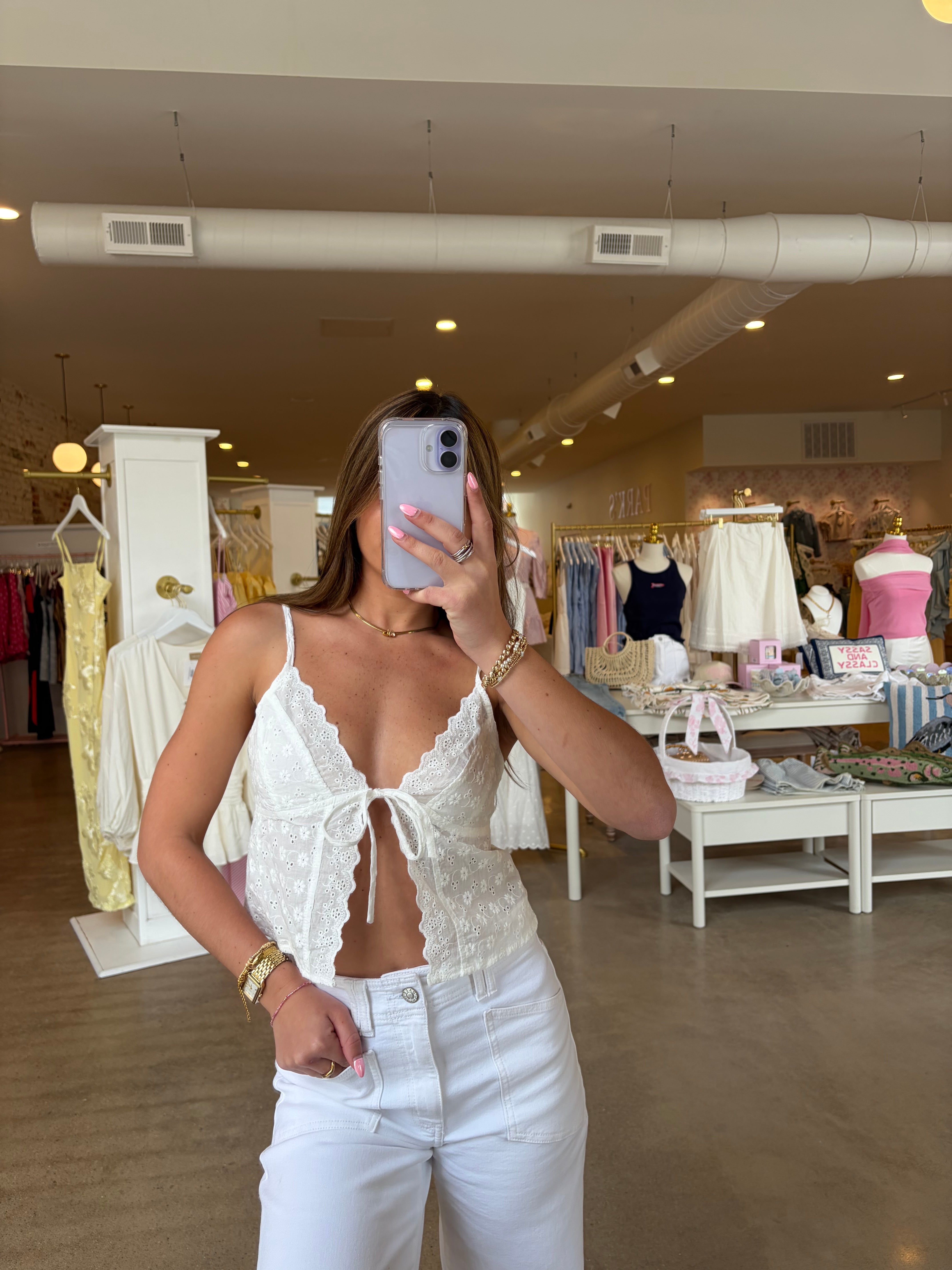 Madelyn Eyelet Lace Top - White