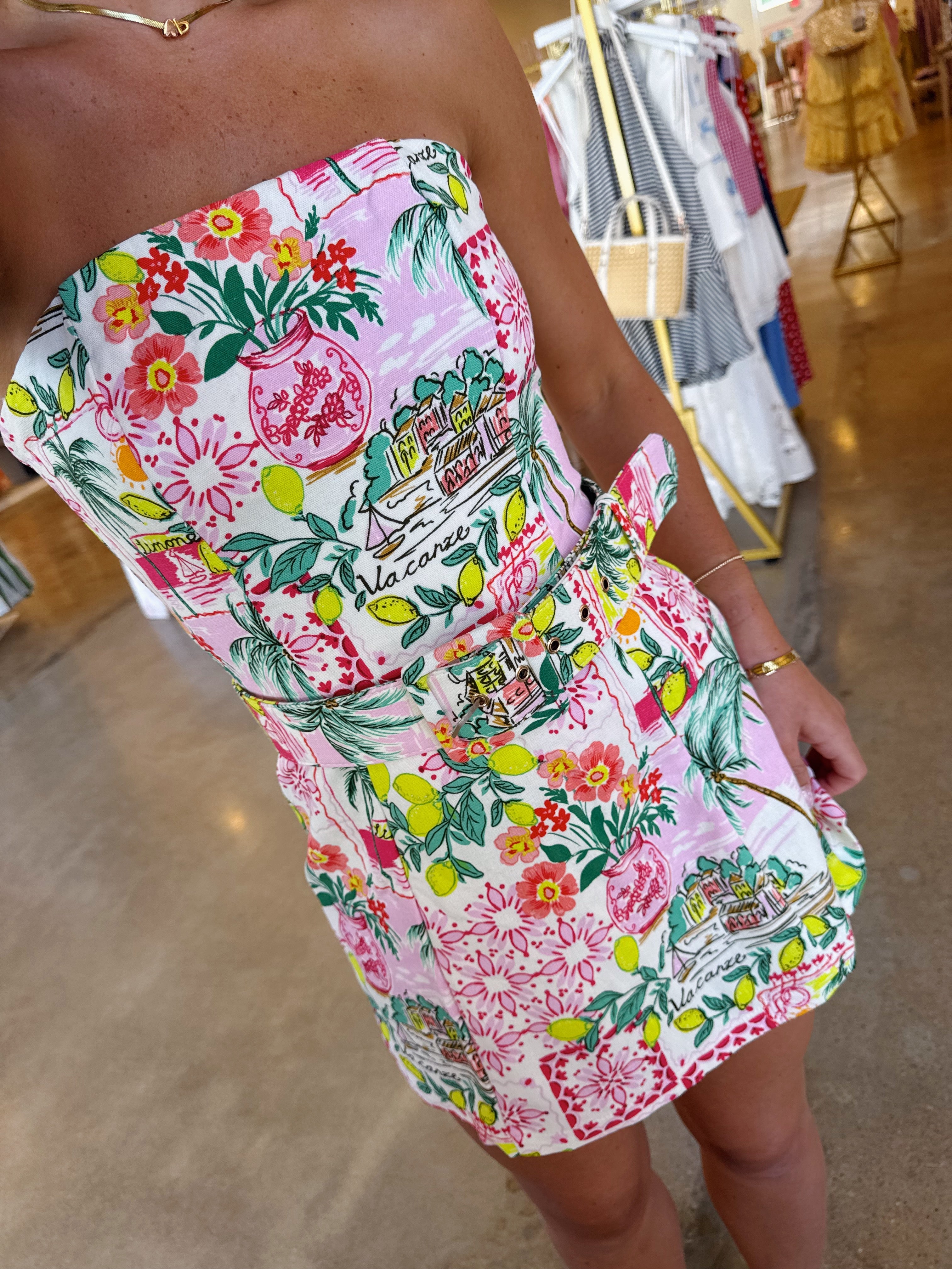 Full Bloom Belted Mini Dress - Resort Pink
