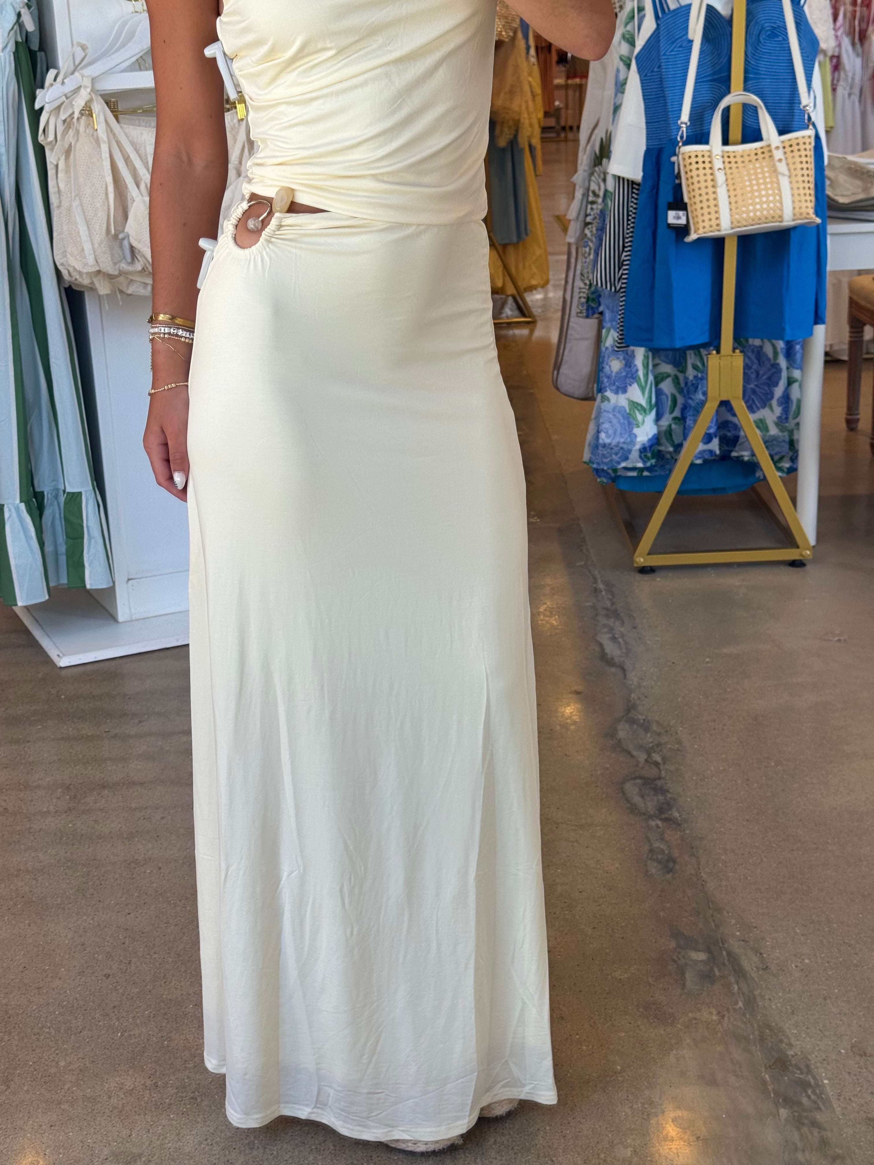 Celest Top & Maxi Skirt Set - Butter Cream