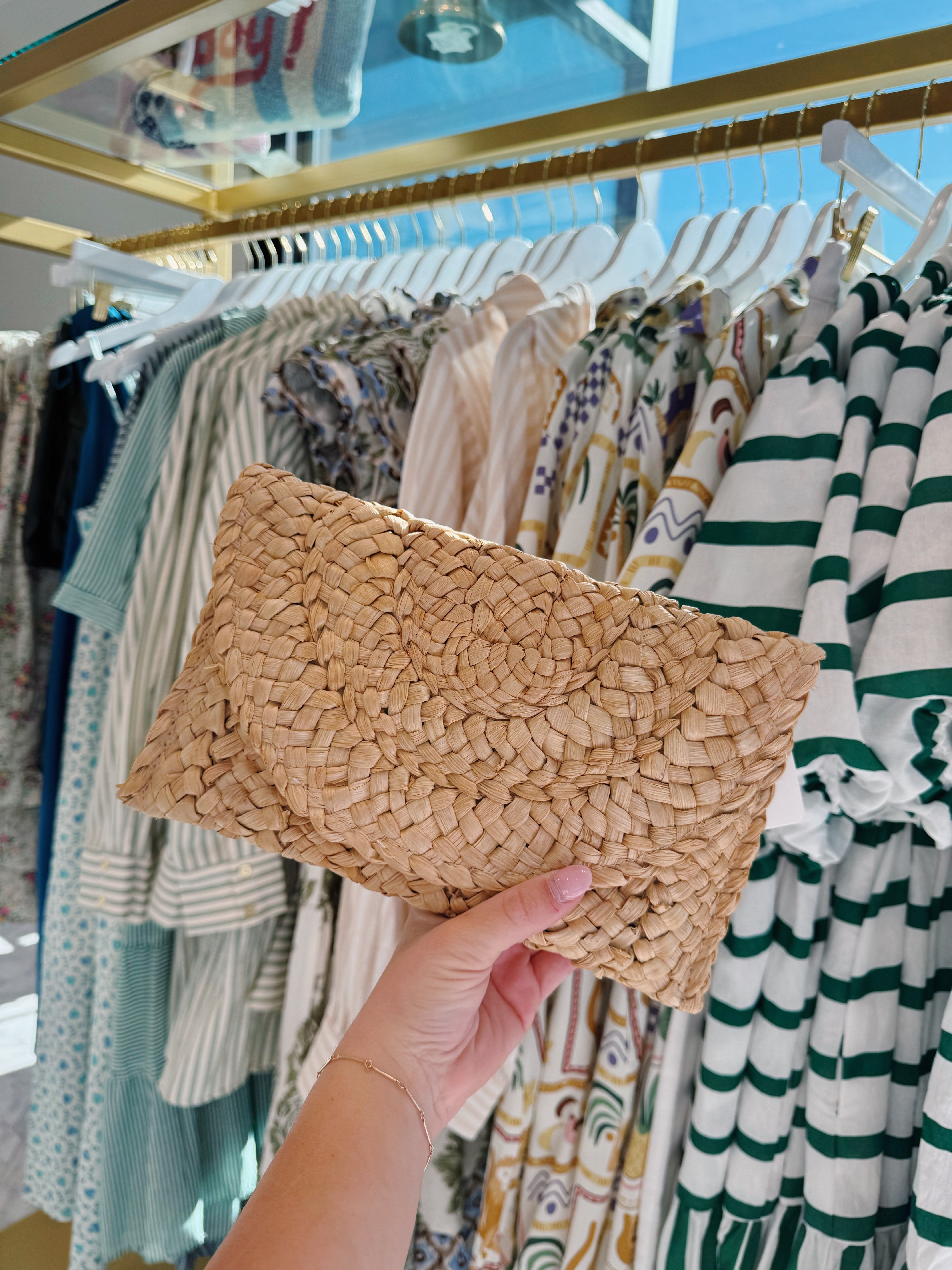 In The Villa Woven Clutch - Natural