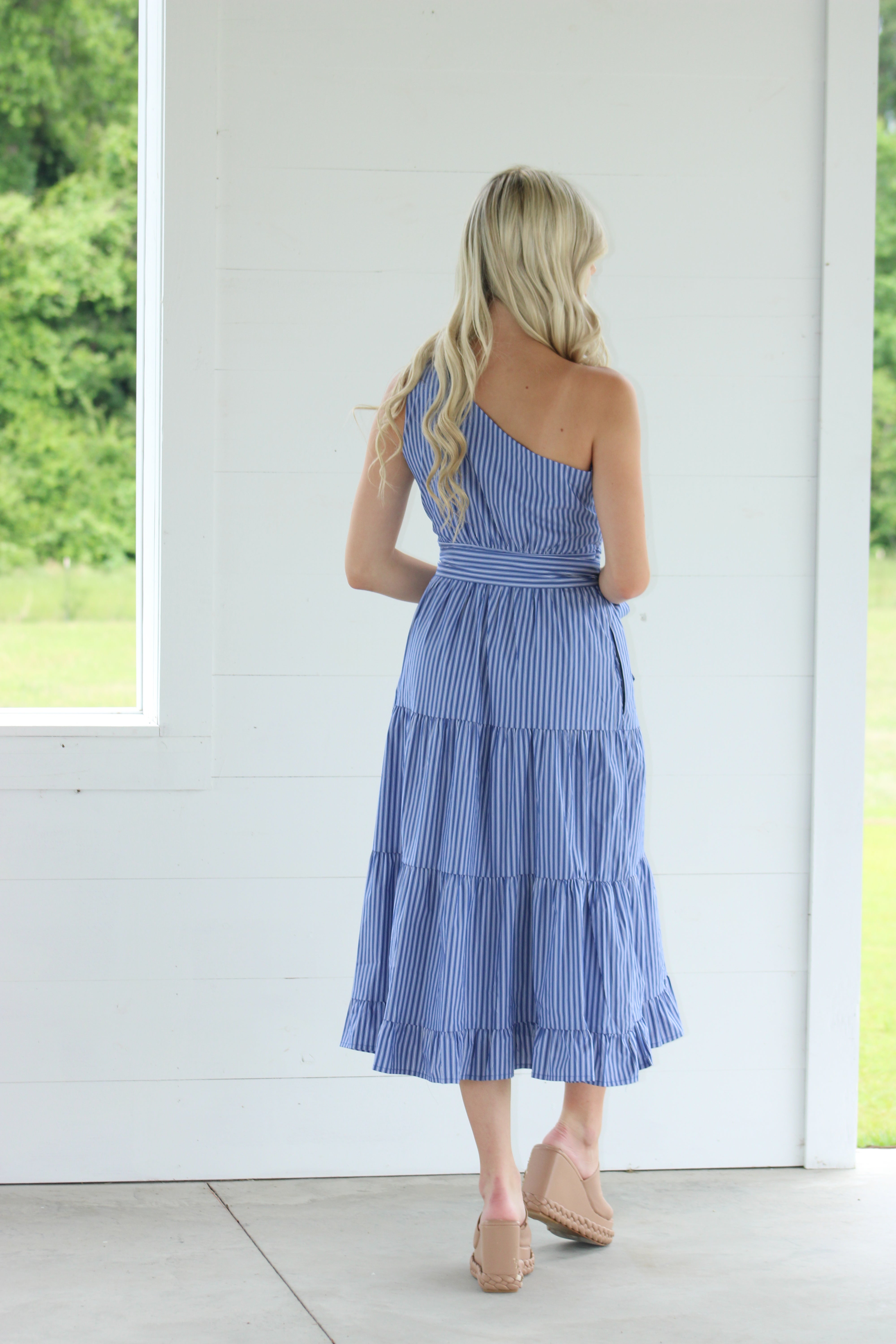 Easy Feelings Midi Dress - Blue Striped