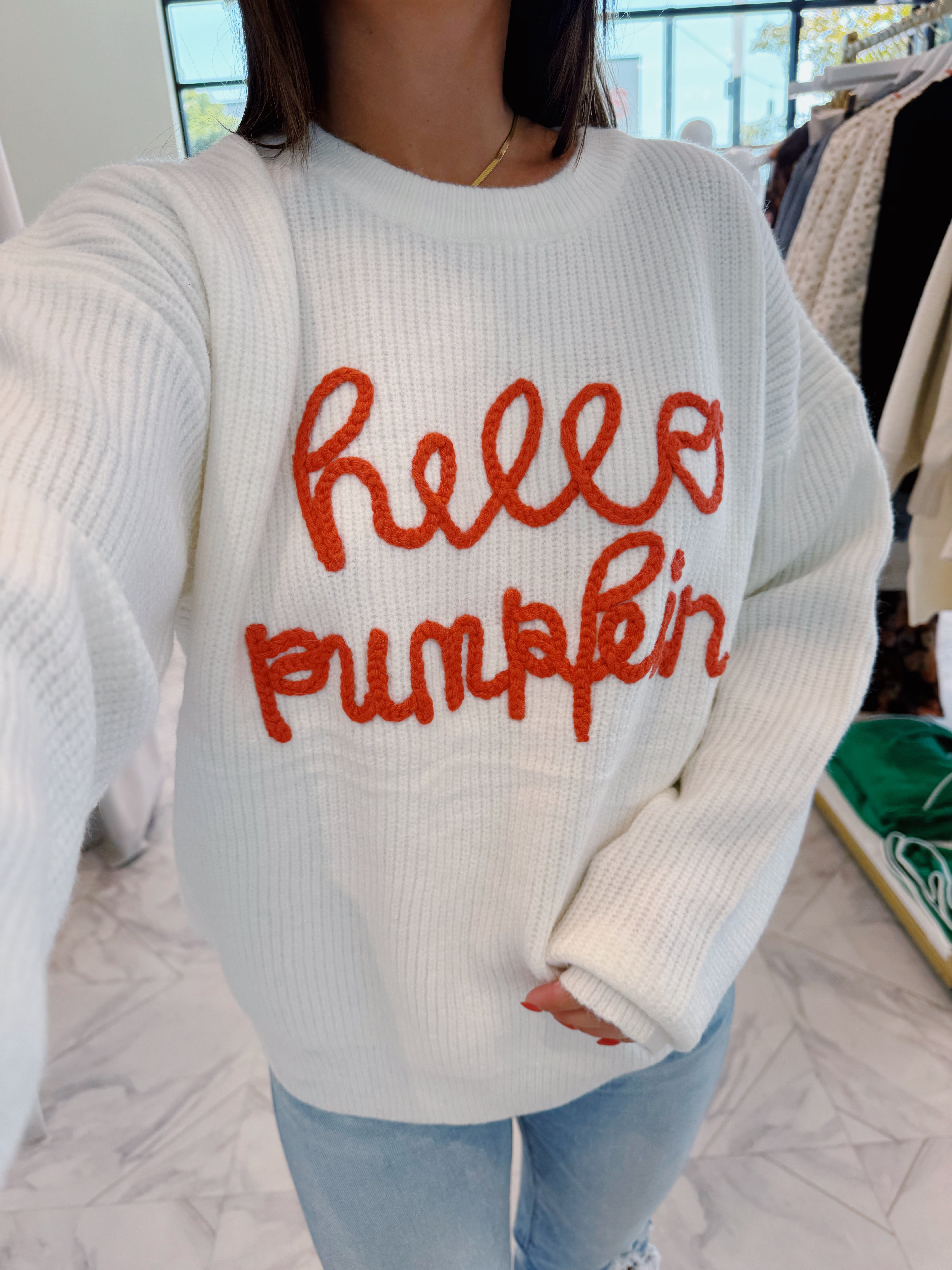 Hello Pumpkin Sweater - Off White