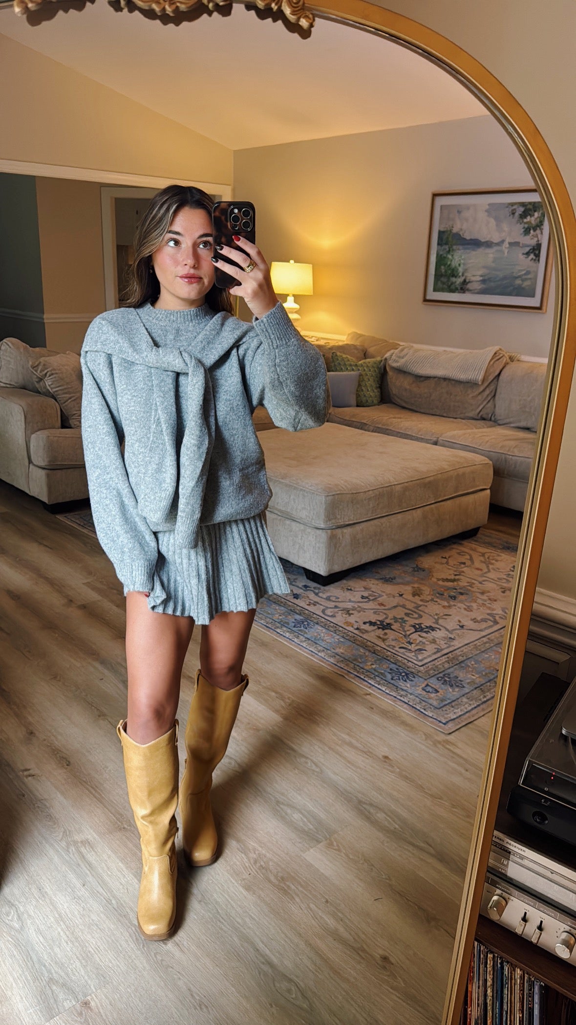 Gabrielle Sweater & Skirt Set - Grey