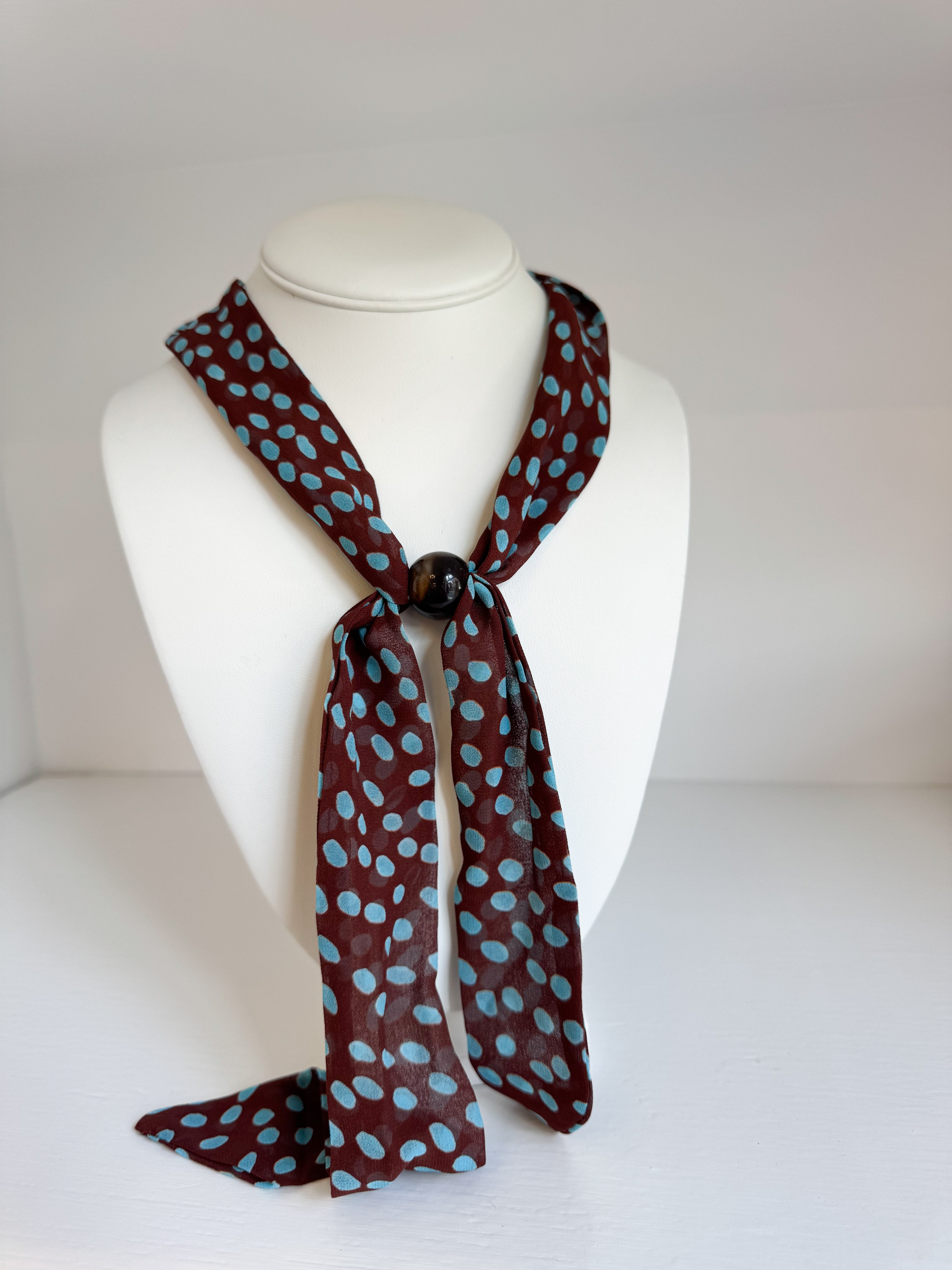 Polka Dot Adjustible Necklace Scarf - 2 Colors