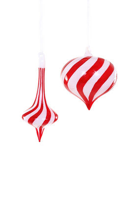Striped Spindle Hand Painted Glass Ornaments