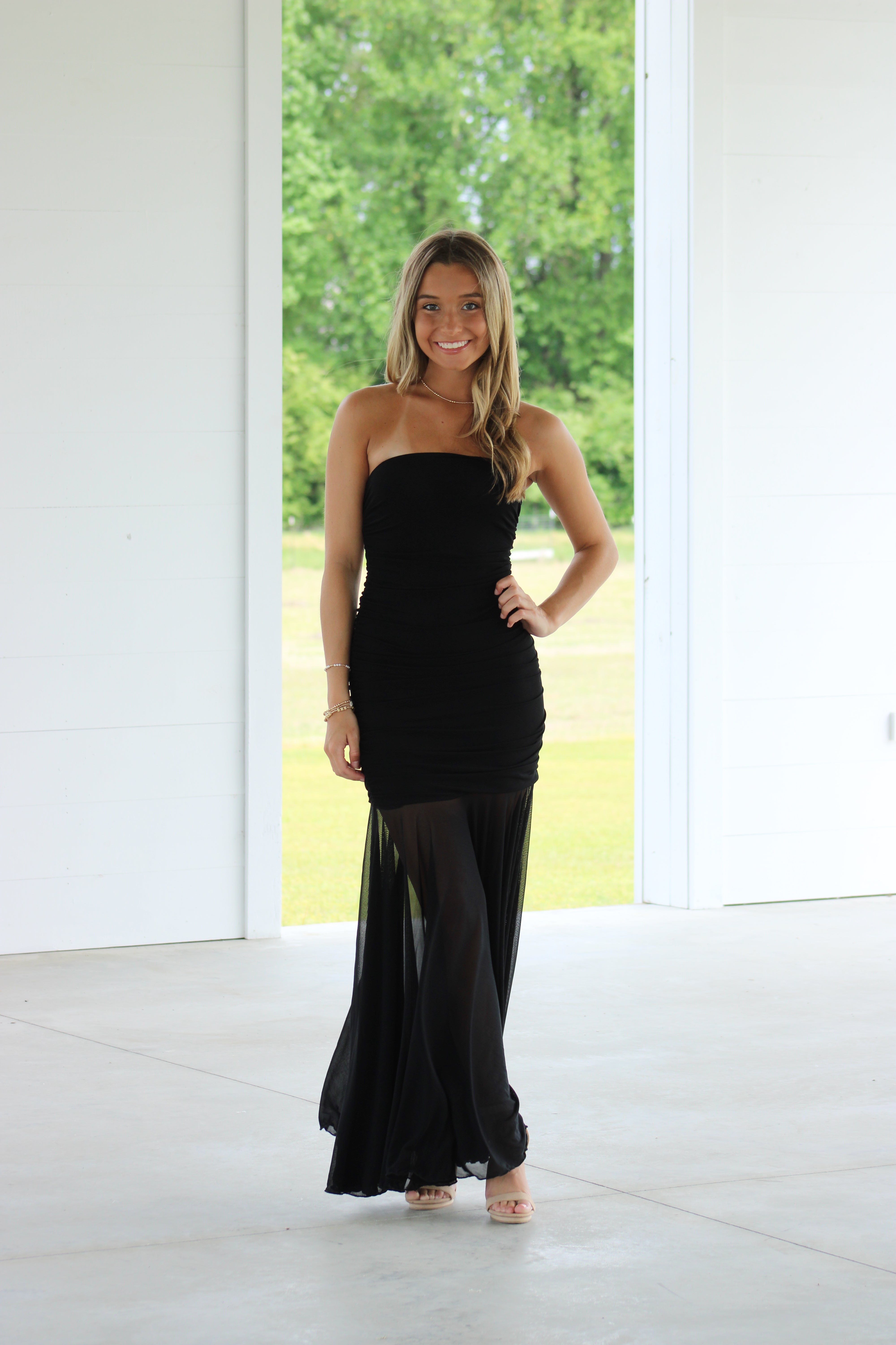One More Night Tube Midi Dress - Black