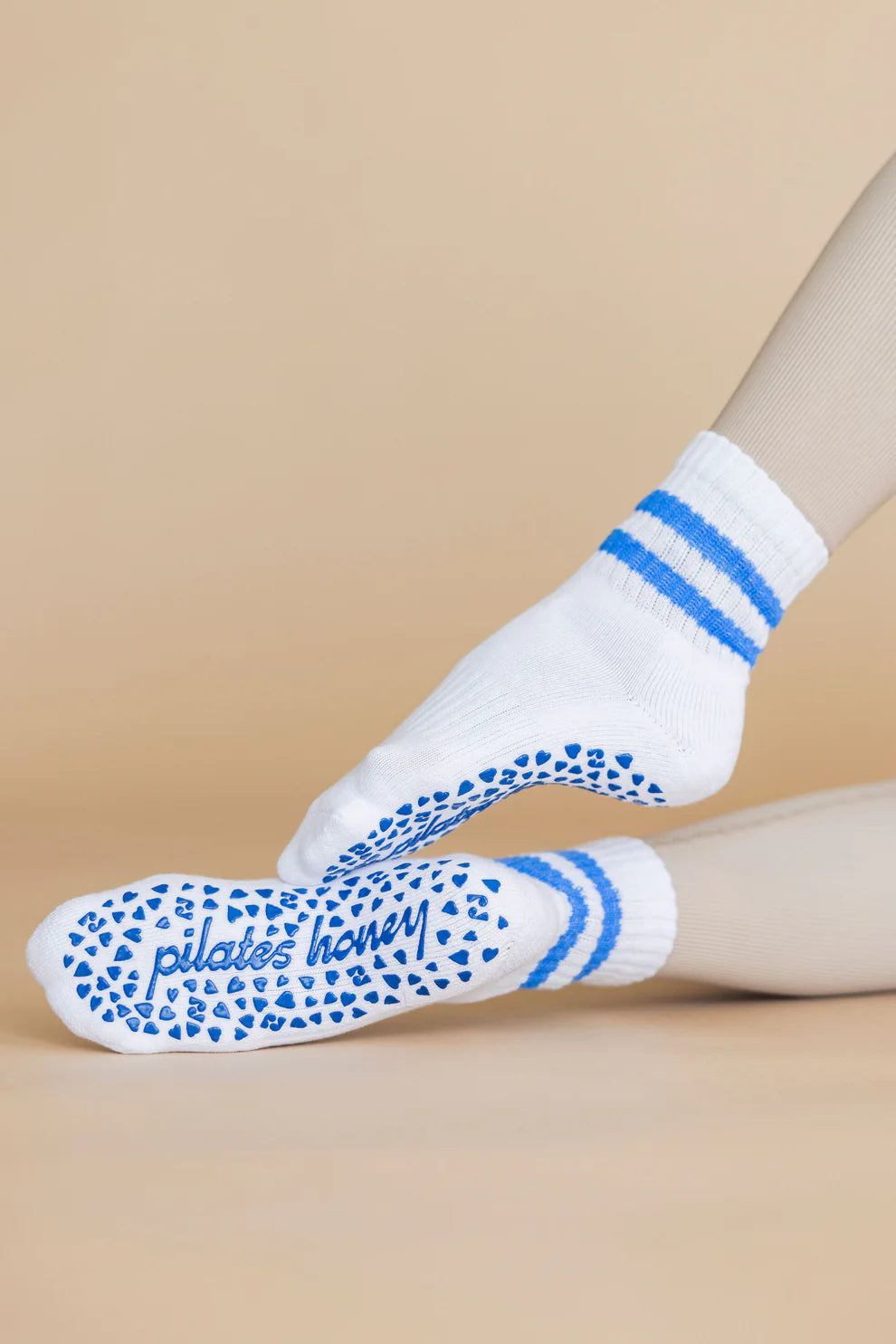 Riviera Blue Stripe Vintage Short Crew Grip Socks