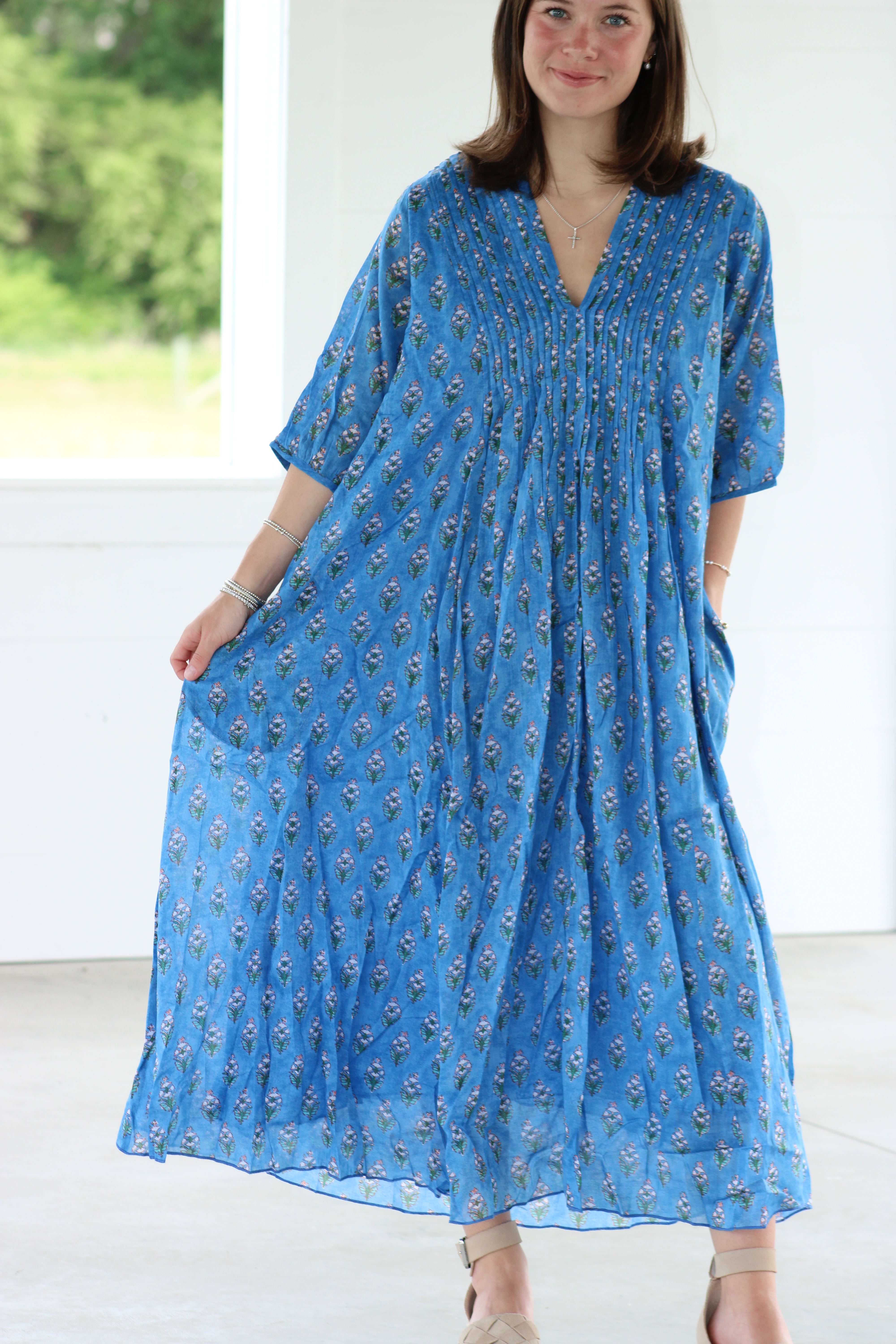 Aruba Midi Dress - Blue & Green