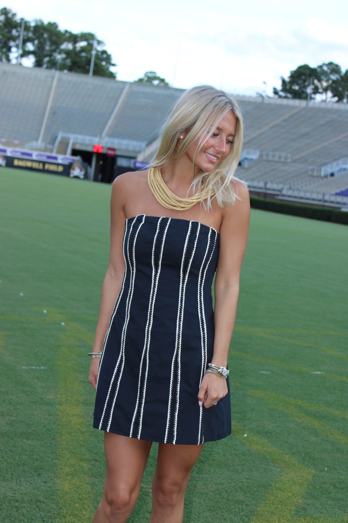 Amelia Mini Dress - Black/Gold/Silver